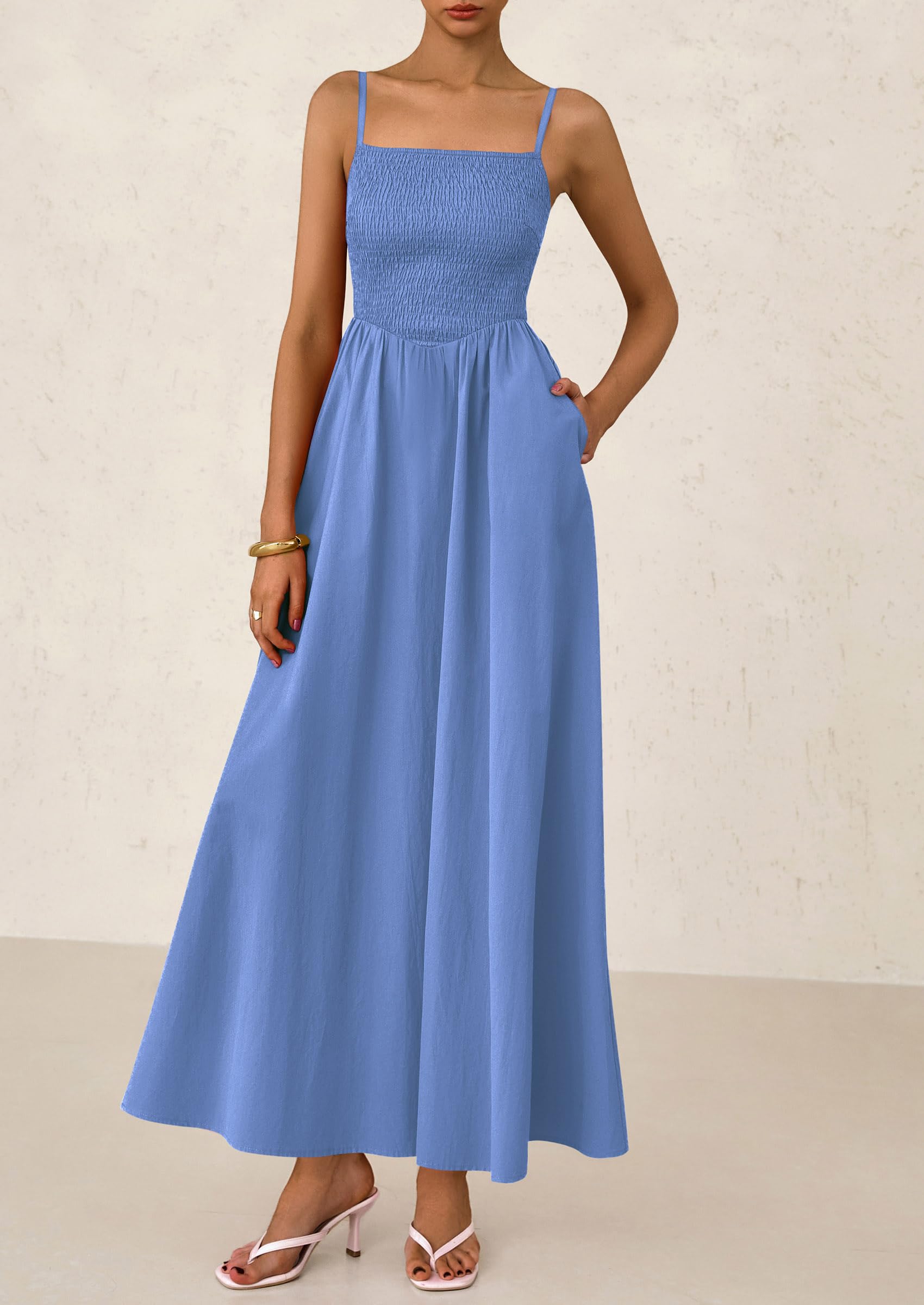 Foto 7 | Vestido Largo Prettygarden Para Mujer, Estampado, Verano 2025, Azul Xxl - Venta Internacional.
