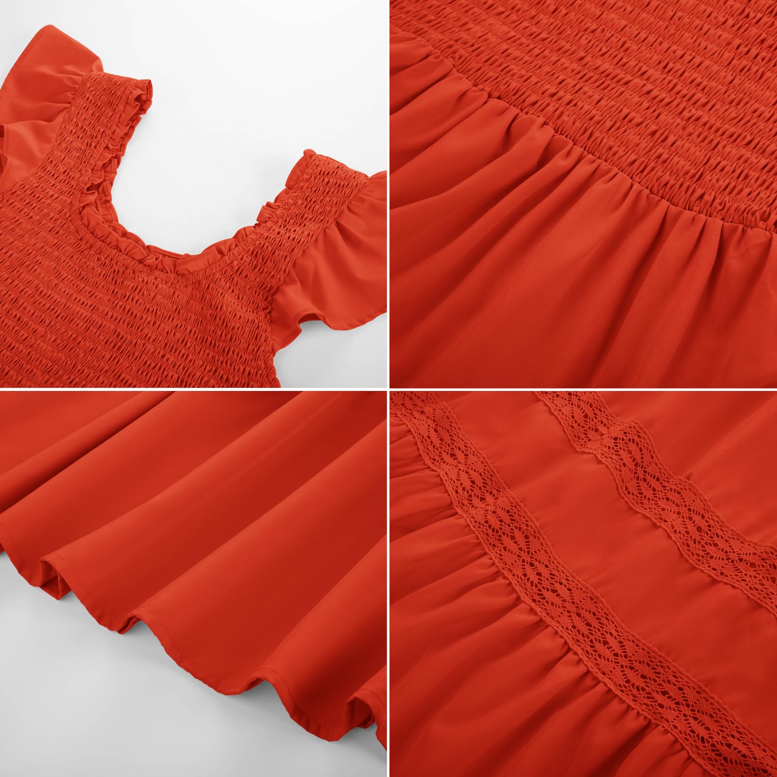 Foto 6 pulgar | Vestido Midi Grace Karin Verano 2025 Fluido Naranja Rojo Para Mujer - Venta Internacional.