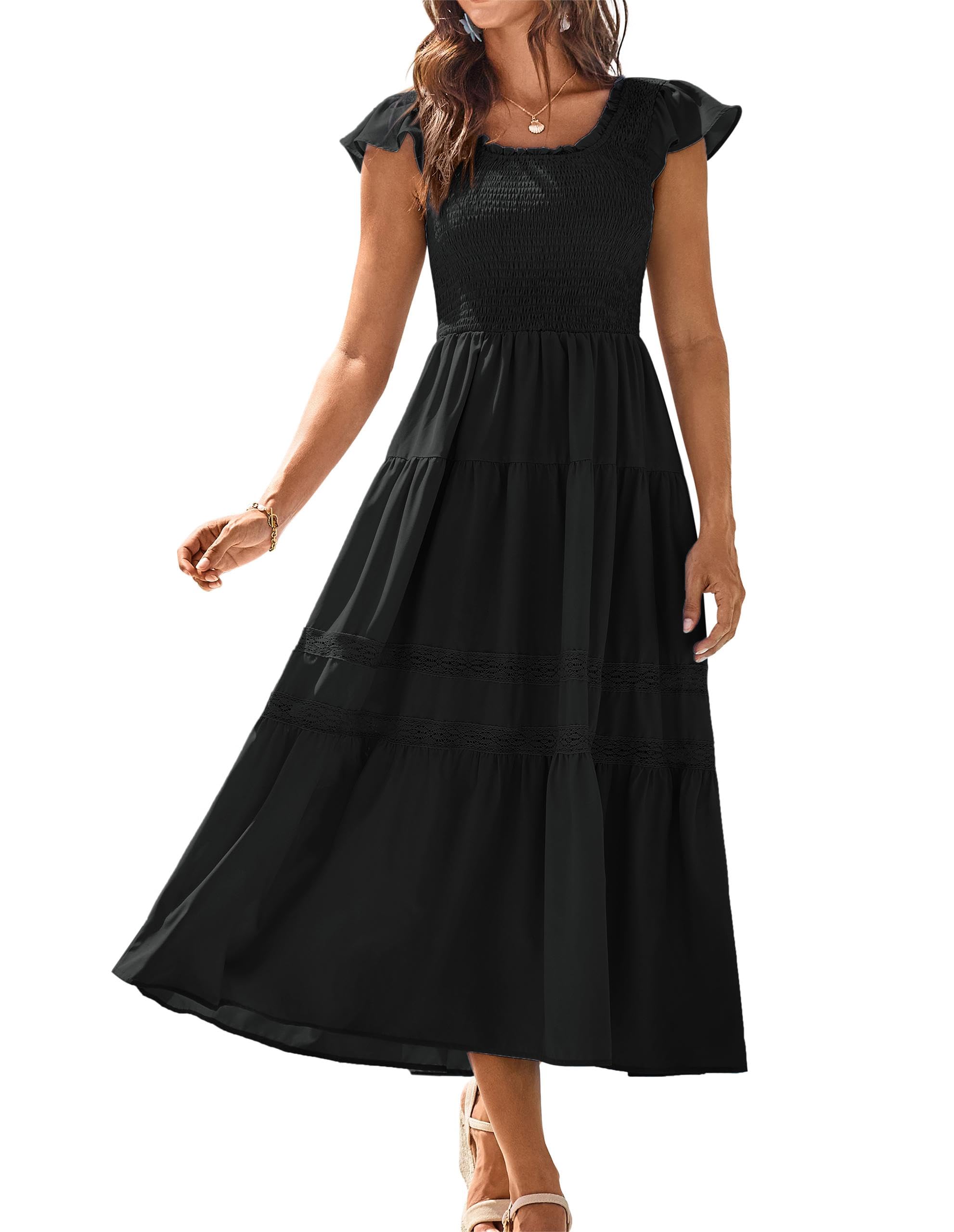 Vestido Grace Karin Boho Manga Corta Para Mujer Negro Talla L - Venta Internacional.
