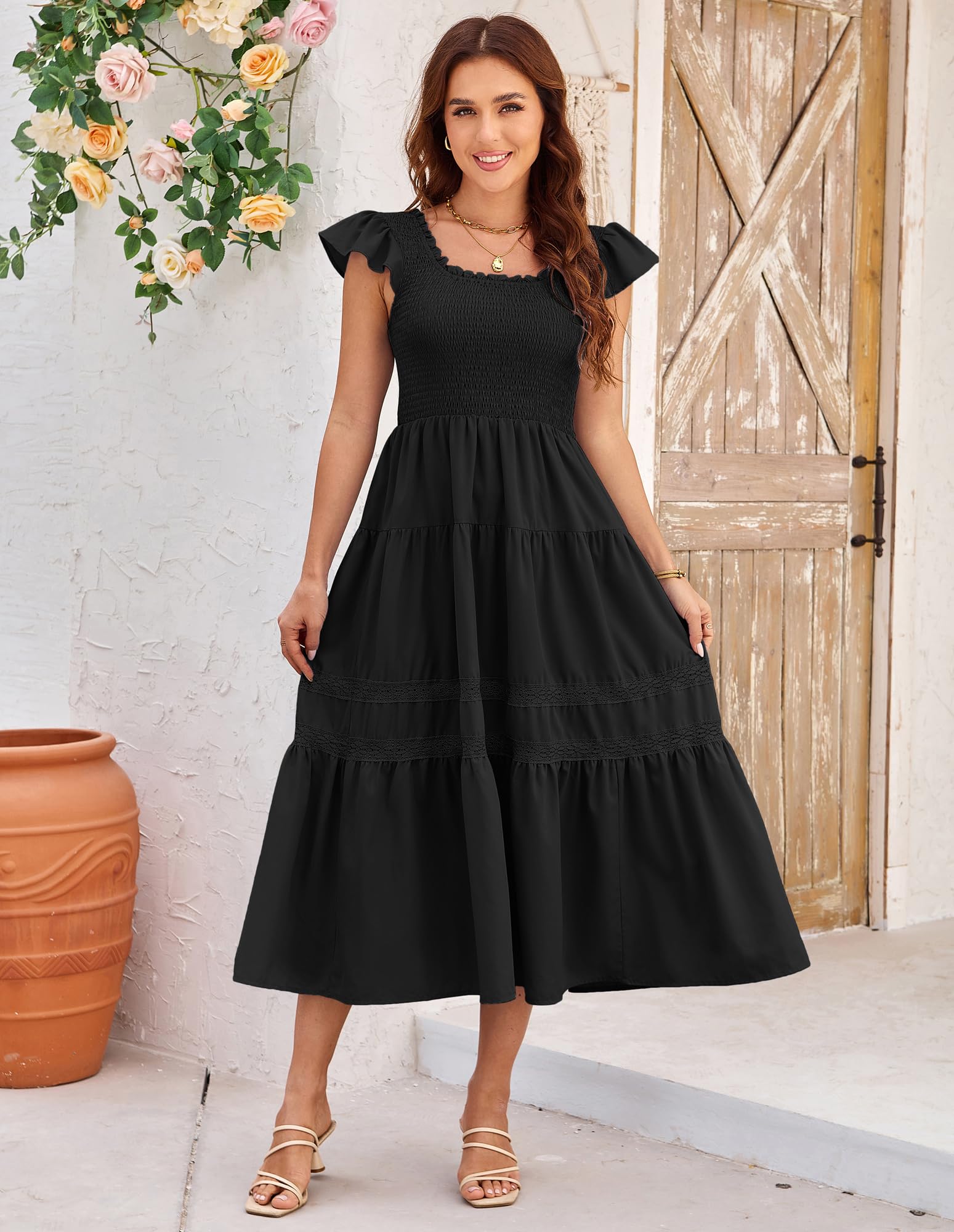 Foto 3 pulgar | Vestido Grace Karin Boho Manga Corta Para Mujer Negro Talla L - Venta Internacional.