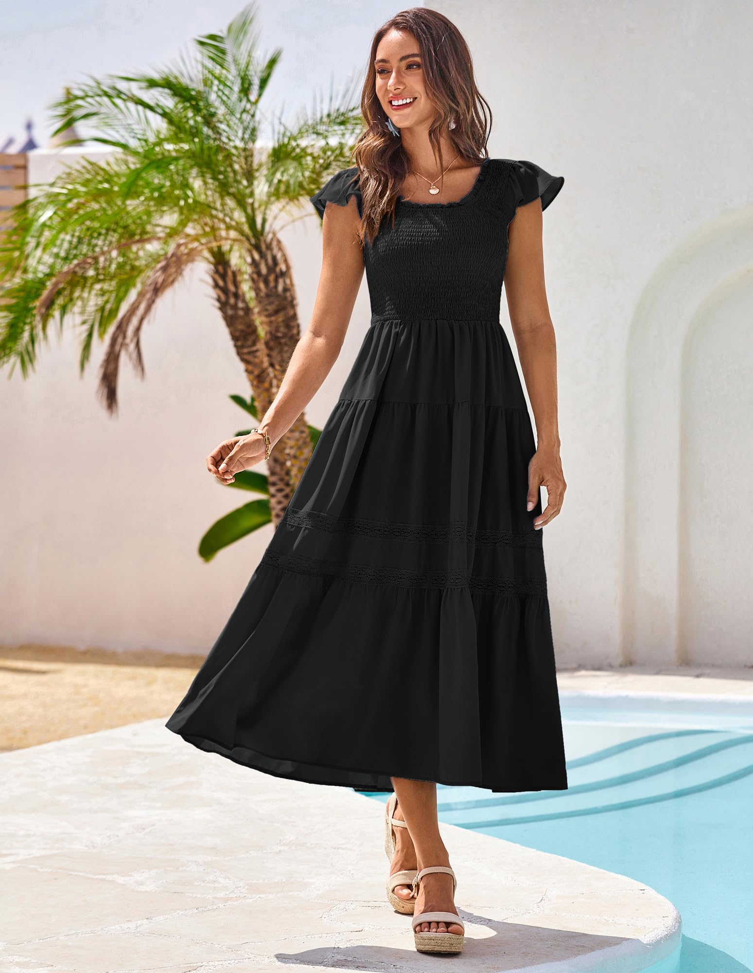 Foto 8 pulgar | Vestido Grace Karin Boho Manga Corta Para Mujer Negro Talla L - Venta Internacional.