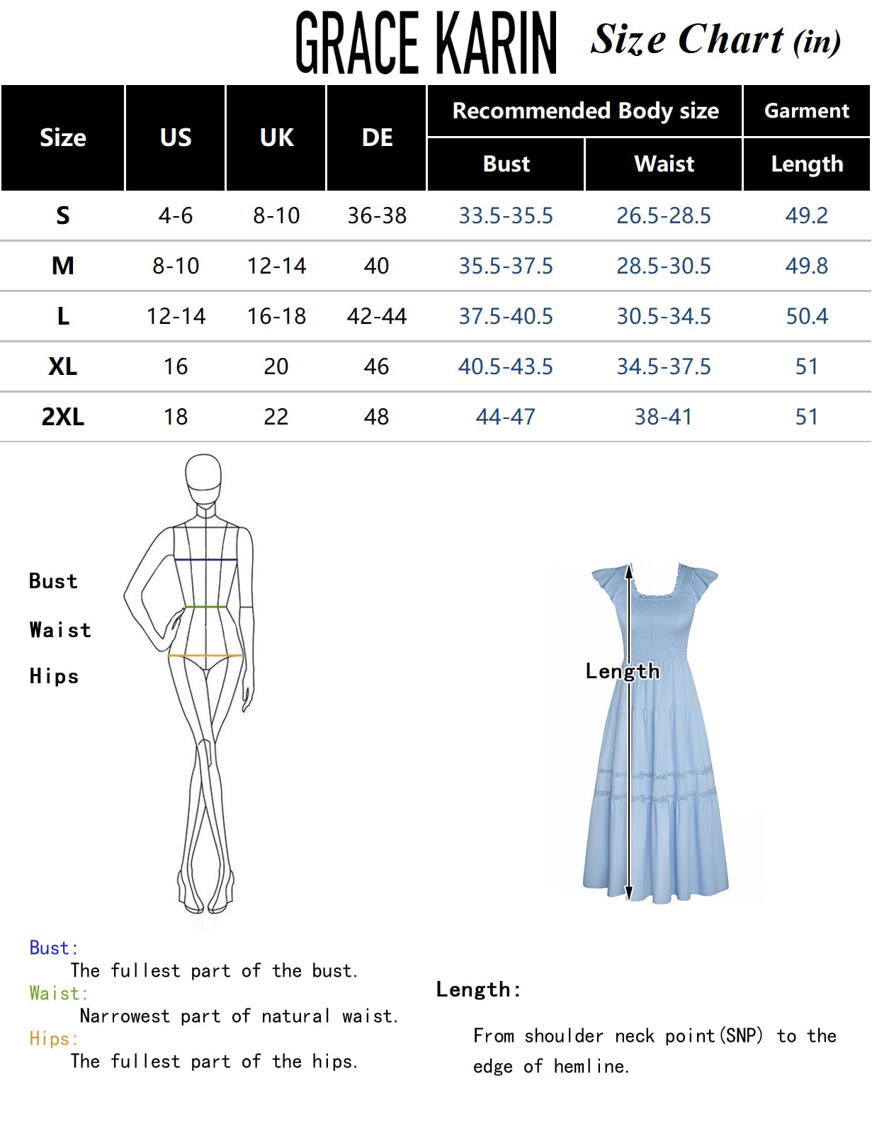 Foto 7 pulgar | Vestido Grace Karin Boho 2025 Flowy Beach Wedding Guest Blue S - Venta Internacional.