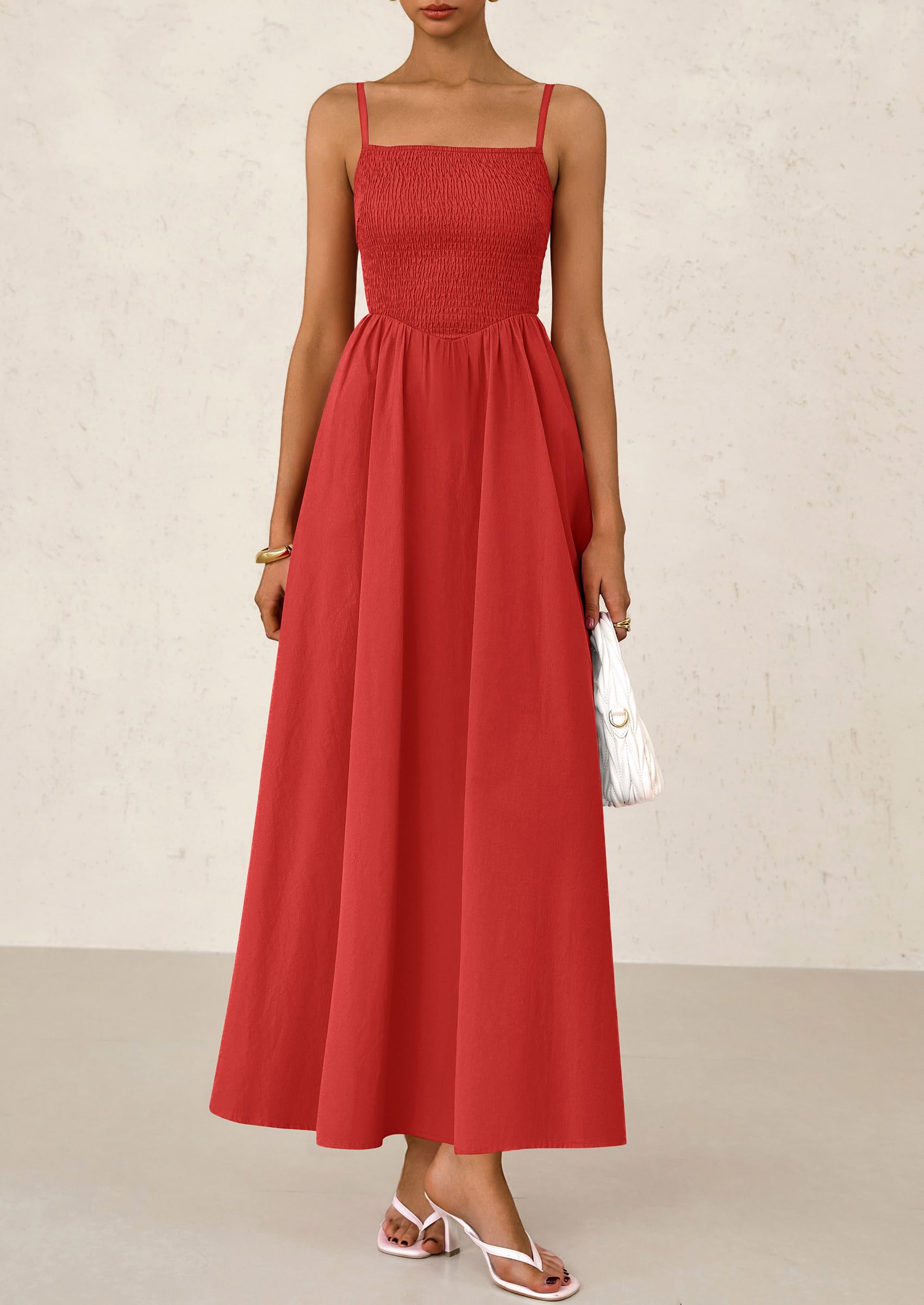 Foto 4 pulgar | Vestido Largo Prettygarden Para Mujer, Estampado, Verano 2025, Rojo - Venta Internacional.