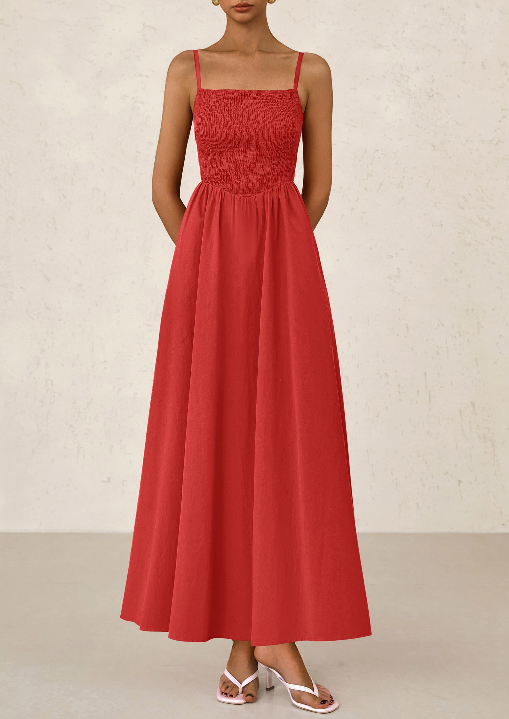 Foto 5 pulgar | Vestido Largo Prettygarden Para Mujer, Estampado, Verano 2025, Rojo - Venta Internacional.