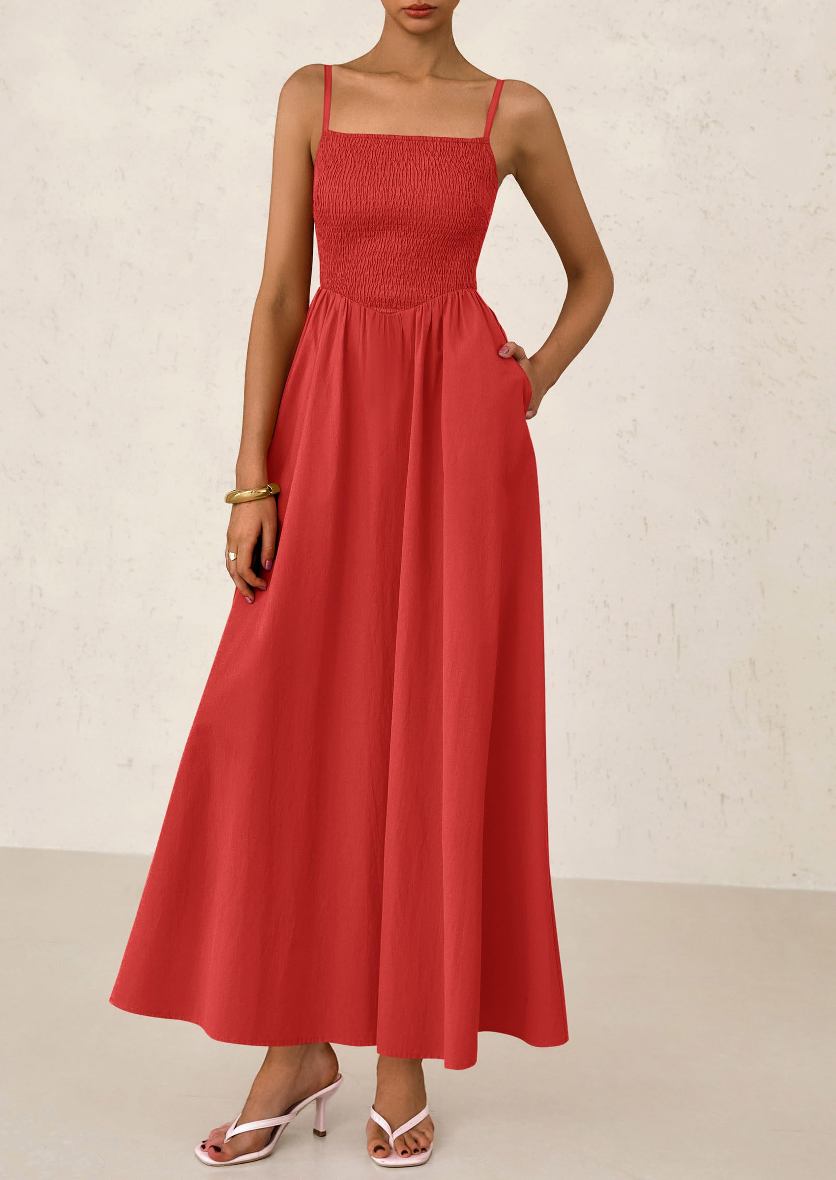 Foto 8 pulgar | Vestido Largo Prettygarden Para Mujer, Estampado, Verano 2025, Rojo - Venta Internacional.