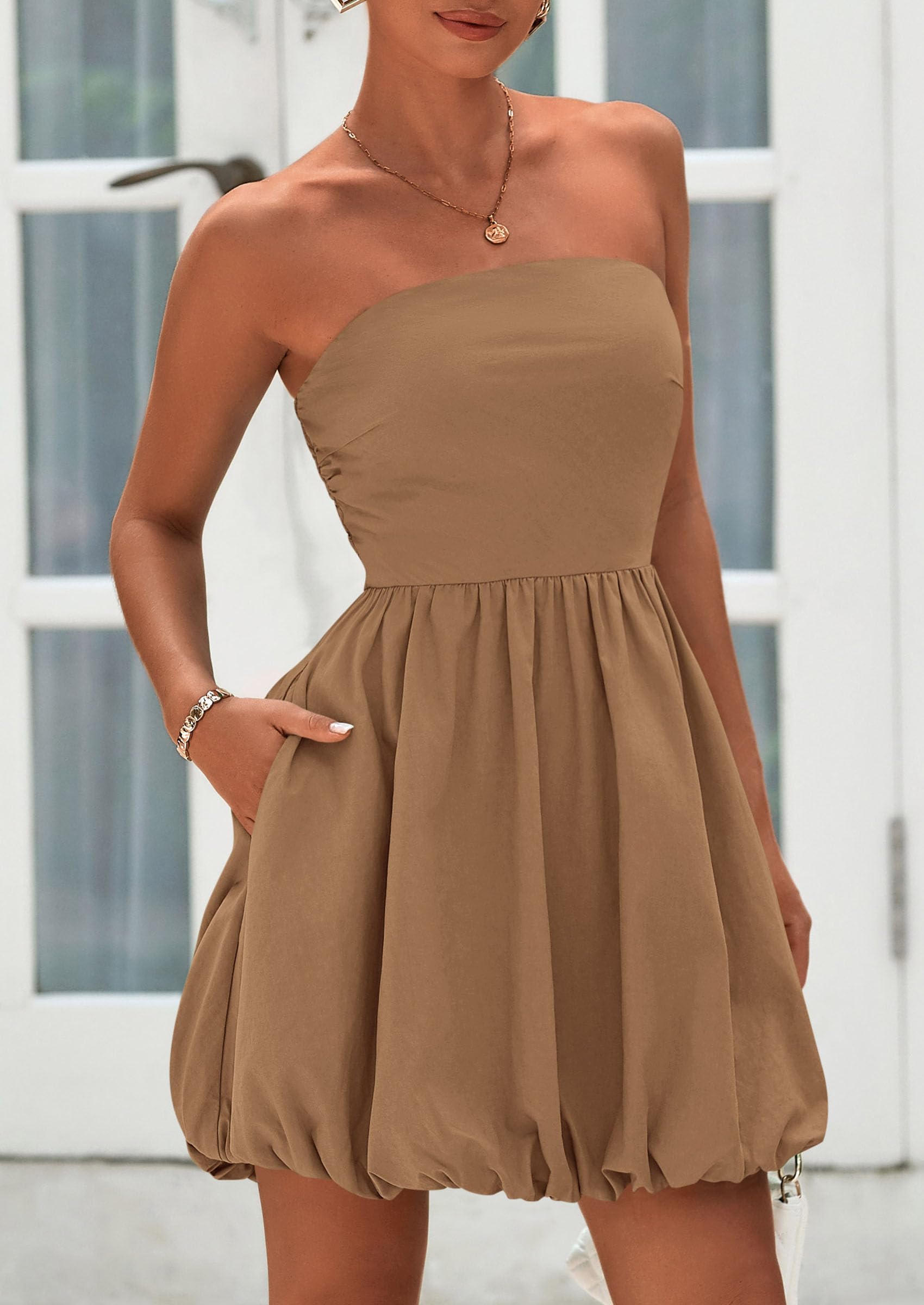 Foto 4 pulgar | Vestido Prettygarden Bubble Mini 2025 Summer Khaki Xl Para Mujer - Venta Internacional.