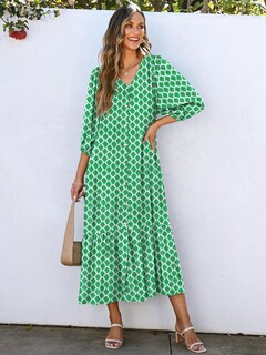 Foto 2 | Vestido Largo Anrabess Boho Summer 2025 Con Mangas Abullonadas Y Cuello En V - Venta Internacional.