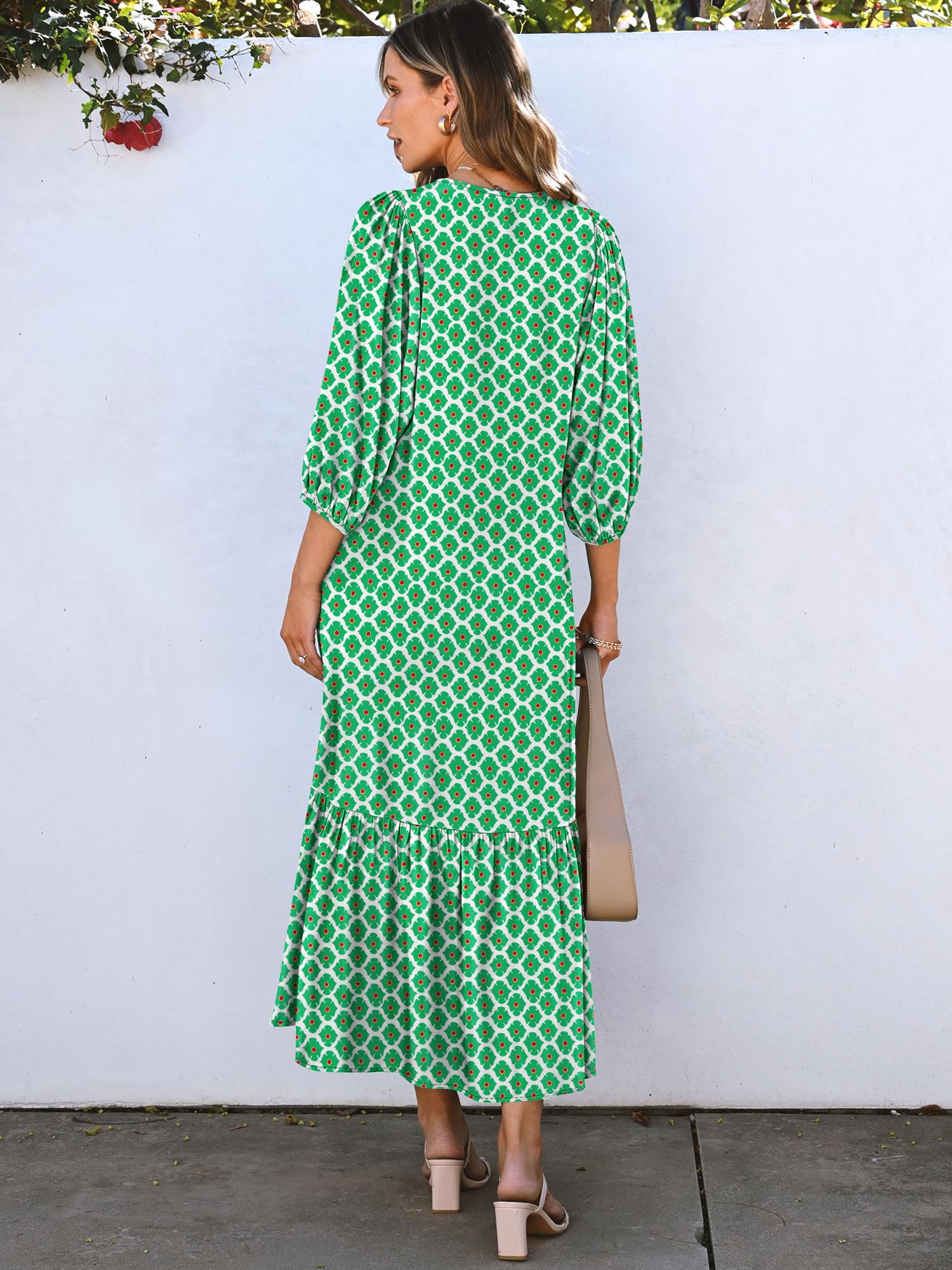 Foto 5 pulgar | Vestido Largo Anrabess Boho Summer 2025 Con Mangas Abullonadas Y Cuello En V - Venta Internacional.