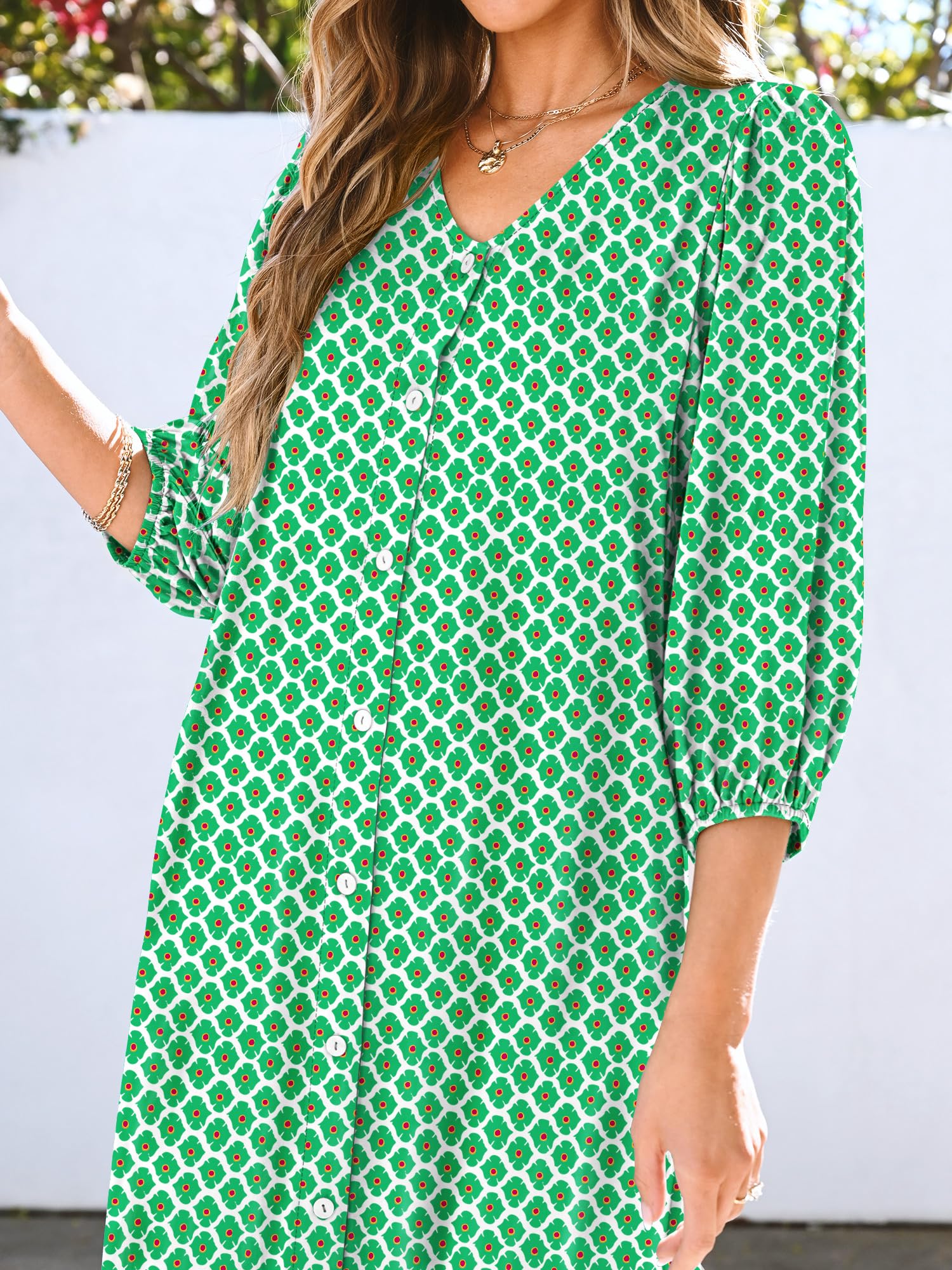Foto 6 pulgar | Vestido Largo Anrabess Boho Summer 2025 Con Mangas Abullonadas Y Cuello En V - Venta Internacional.