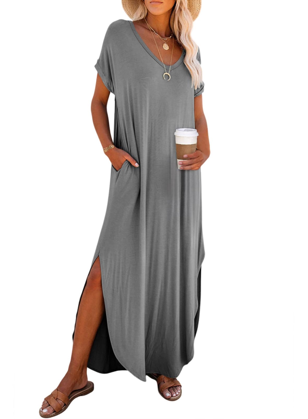 Foto 2 pulgar | Vestido Largo Dokotoo Summer Vacation Resort Wear Gris Xl - Venta Internacional.
