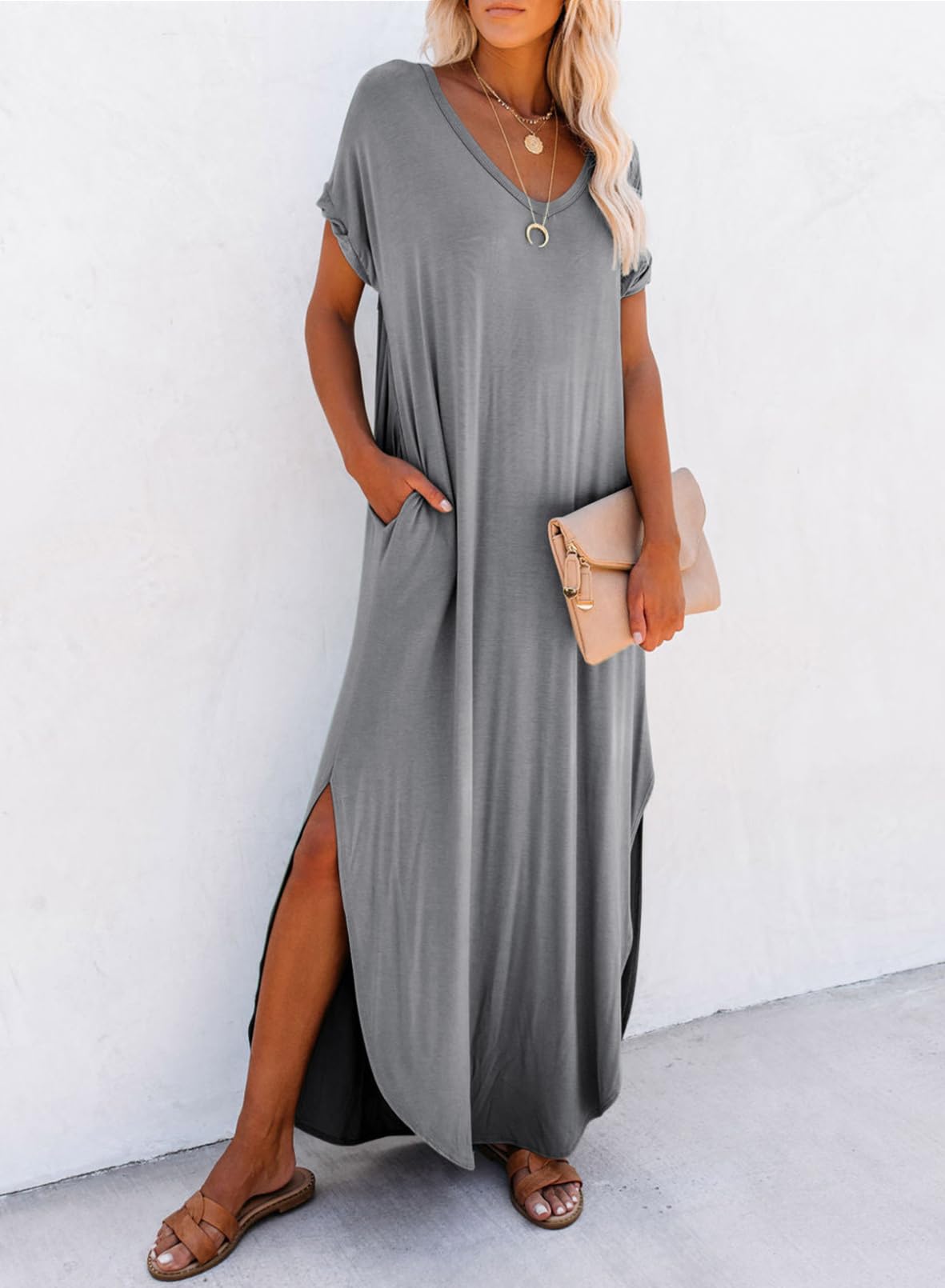 Foto 3 pulgar | Vestido Largo Dokotoo Summer Vacation Resort Wear Gris Xl - Venta Internacional.