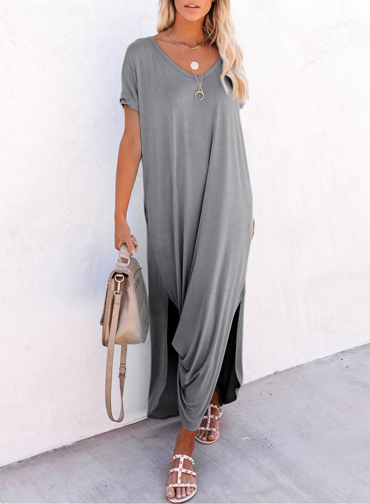 Foto 4 pulgar | Vestido Largo Dokotoo Summer Vacation Resort Wear Gris Xl - Venta Internacional.