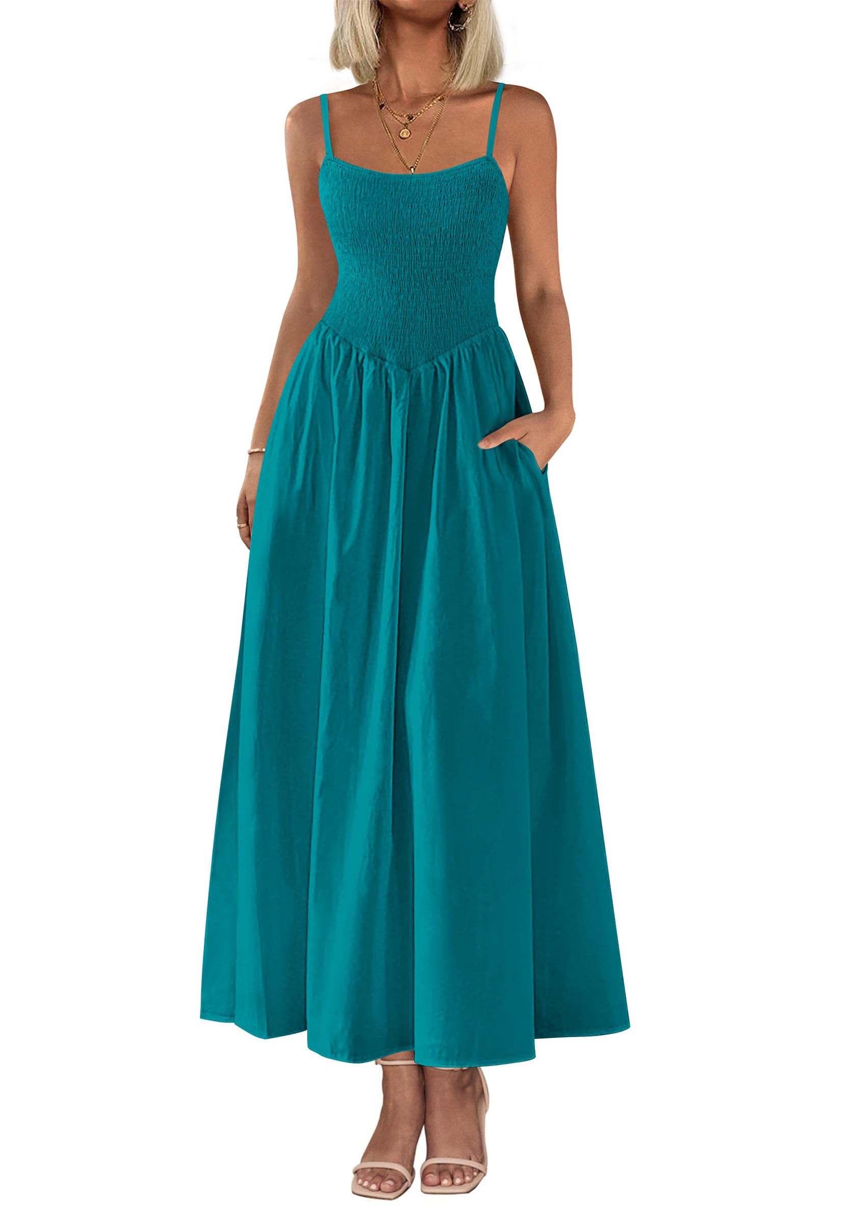 Vestido Largo Prettygarden Para Mujer, Fruncido, Verano, Playa 2025 - Venta Internacional.