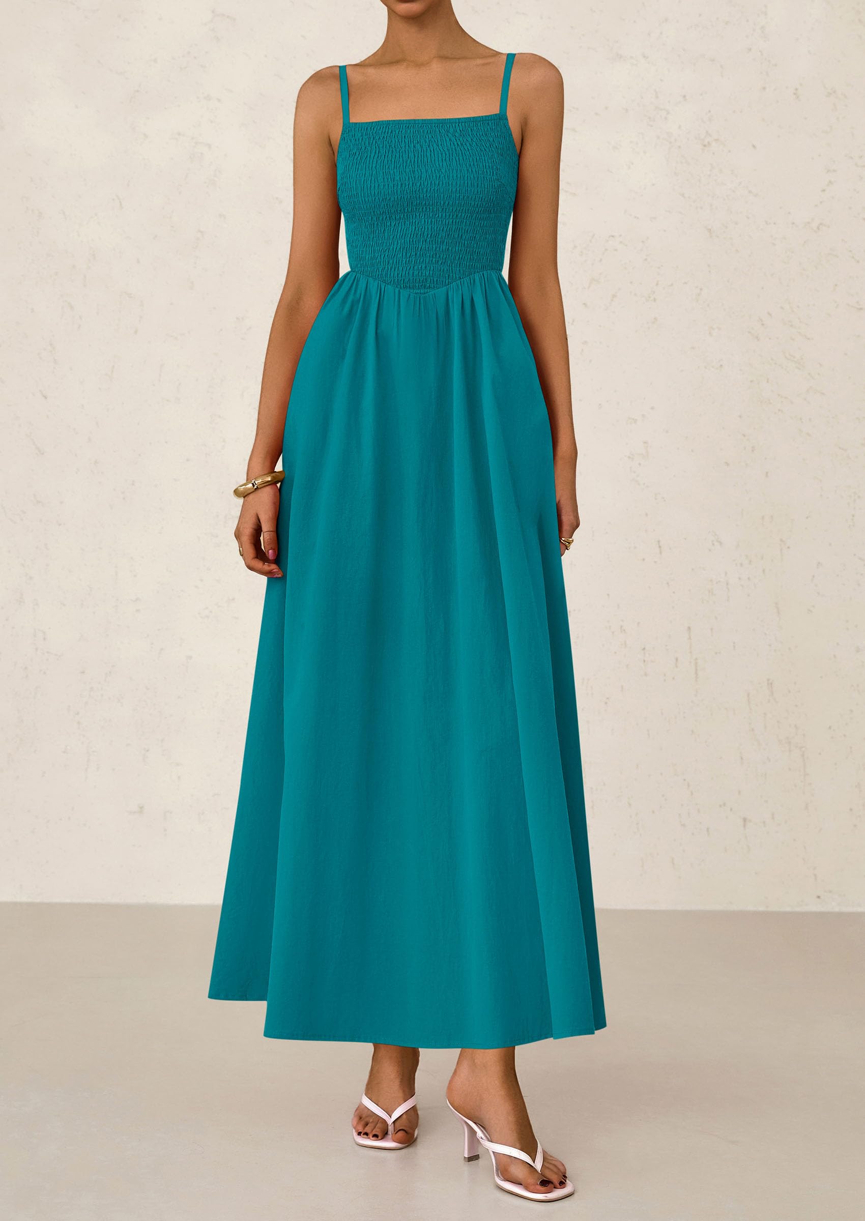 Foto 4 | Vestido Largo Prettygarden Para Mujer, Fruncido, Verano, Playa 2025 - Venta Internacional.
