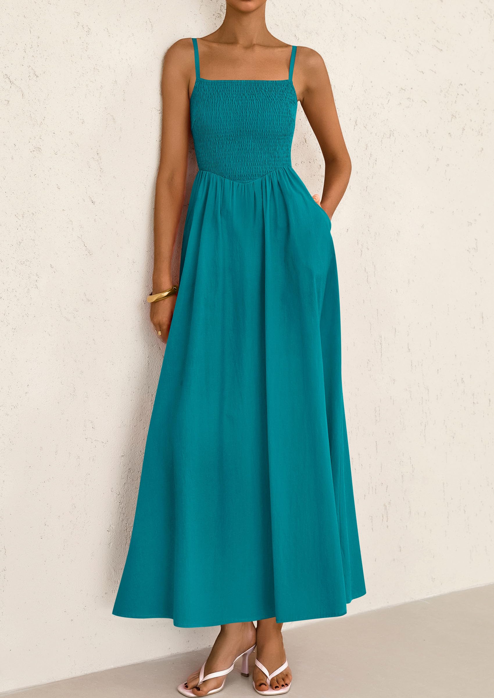 Foto 5 | Vestido Largo Prettygarden Para Mujer, Fruncido, Verano, Playa 2025 - Venta Internacional.