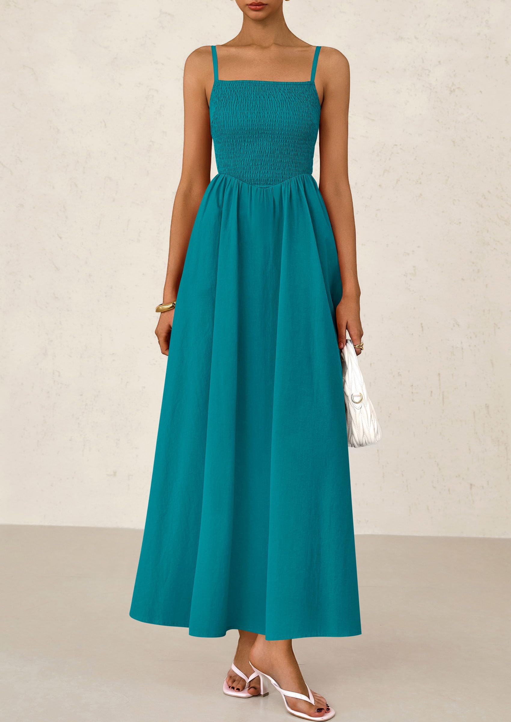 Foto 7 | Vestido Largo Prettygarden Para Mujer, Fruncido, Verano, Playa 2025 - Venta Internacional.