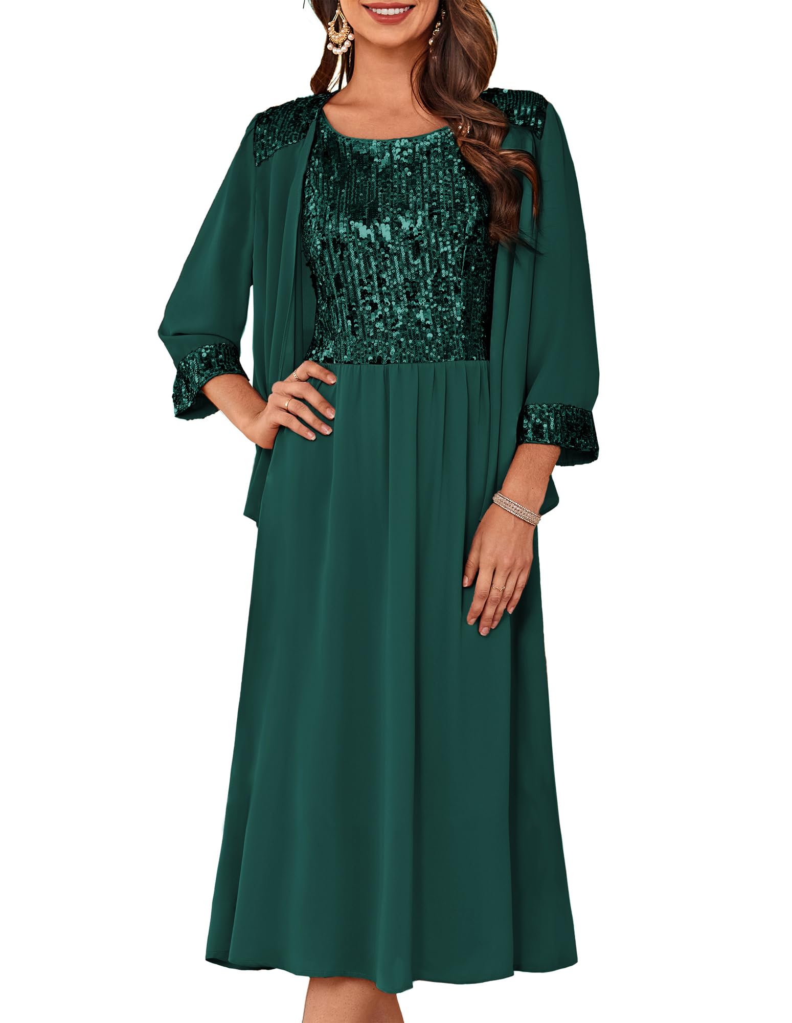 Foto 2 pulgar | Vestido De Lentejuelas Grace Karin Para Mujeres De Mediana Edad Verde Oscuro M - Venta Internacional.