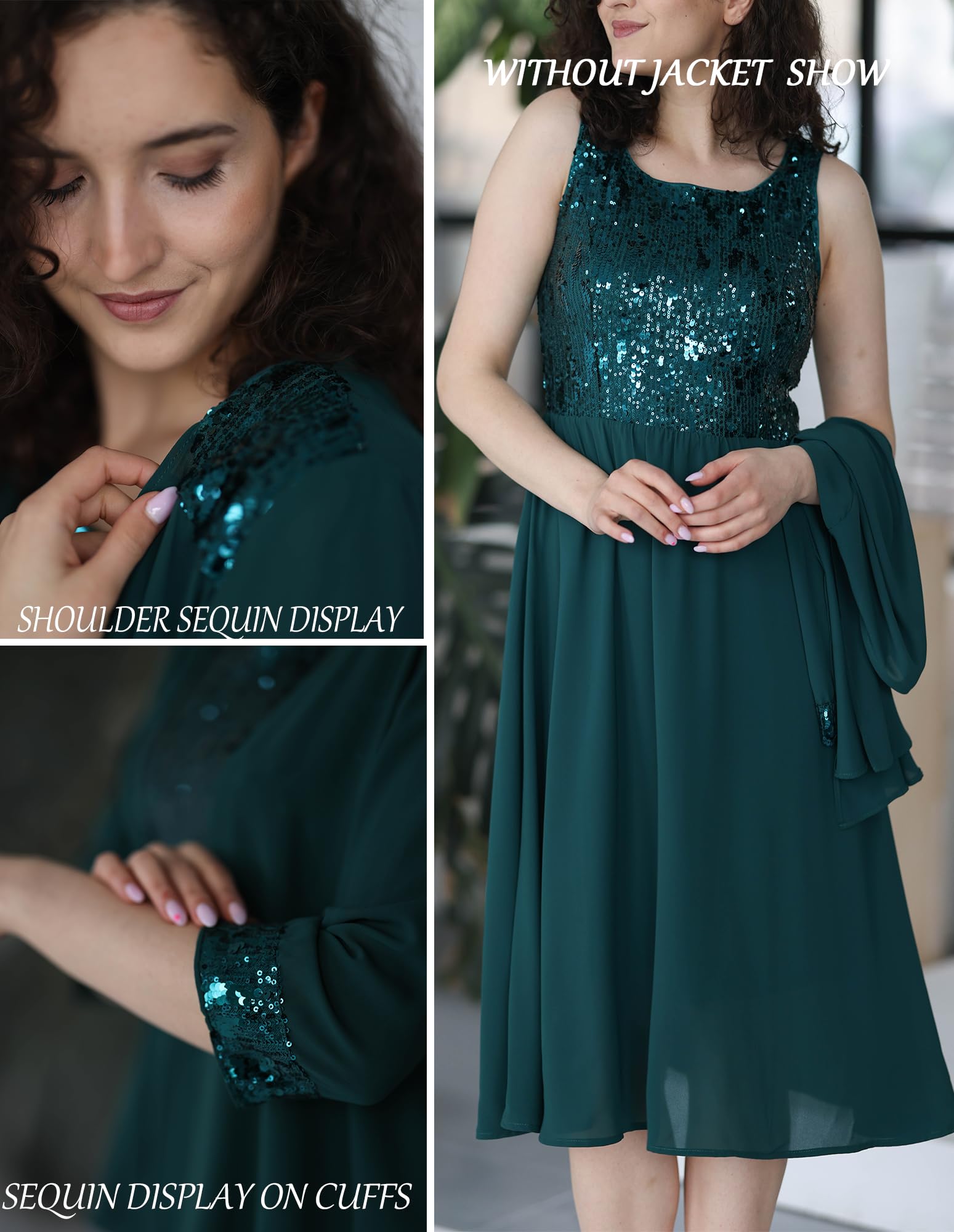 Foto 4 pulgar | Vestido De Lentejuelas Grace Karin Para Mujeres De Mediana Edad Verde Oscuro M - Venta Internacional.