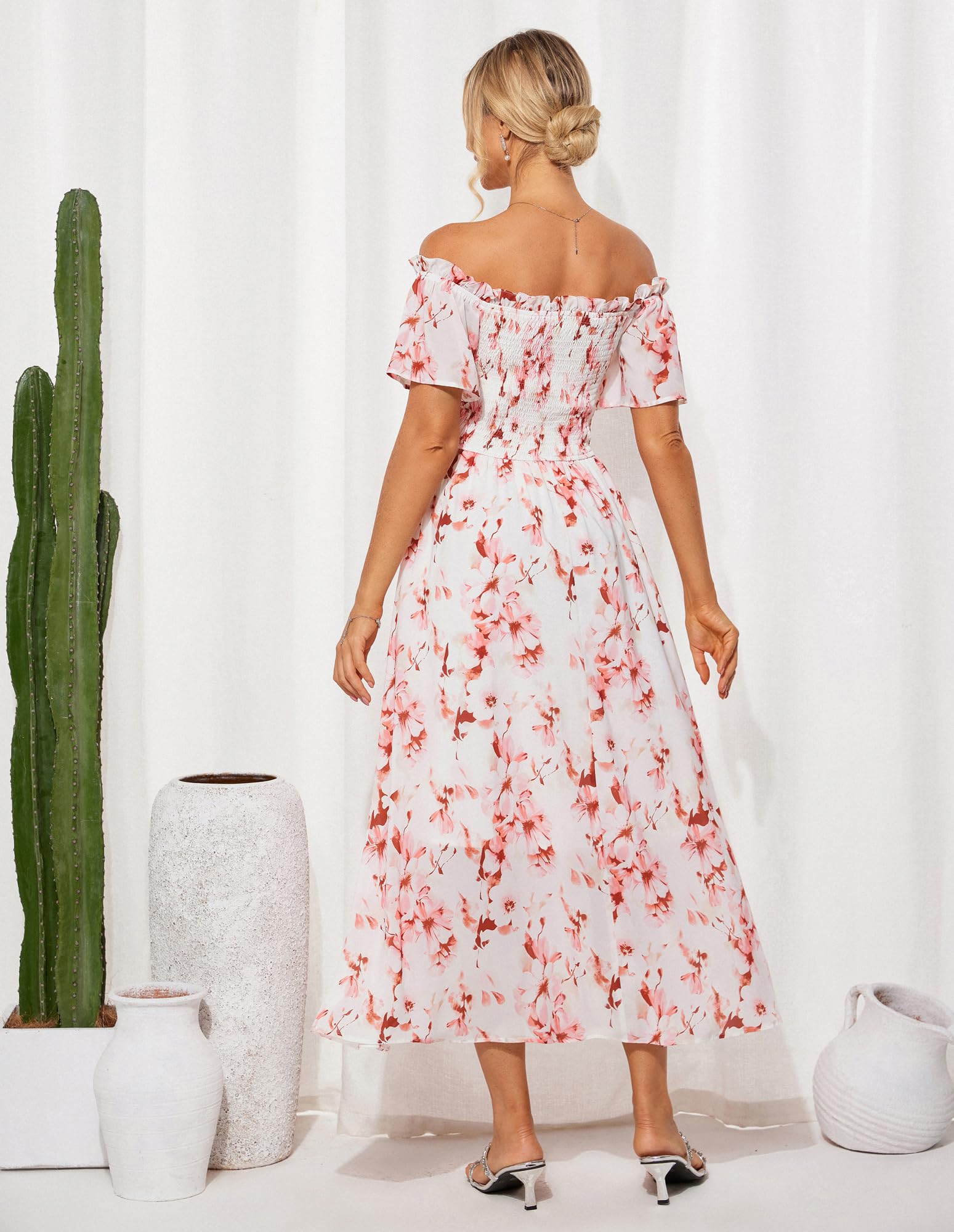 Foto 4 pulgar | Vestido Largo Grace Karin Con Estampado Floral De Verano Y Hombros Descubiertos Y Bolsillos - Venta Internacional.