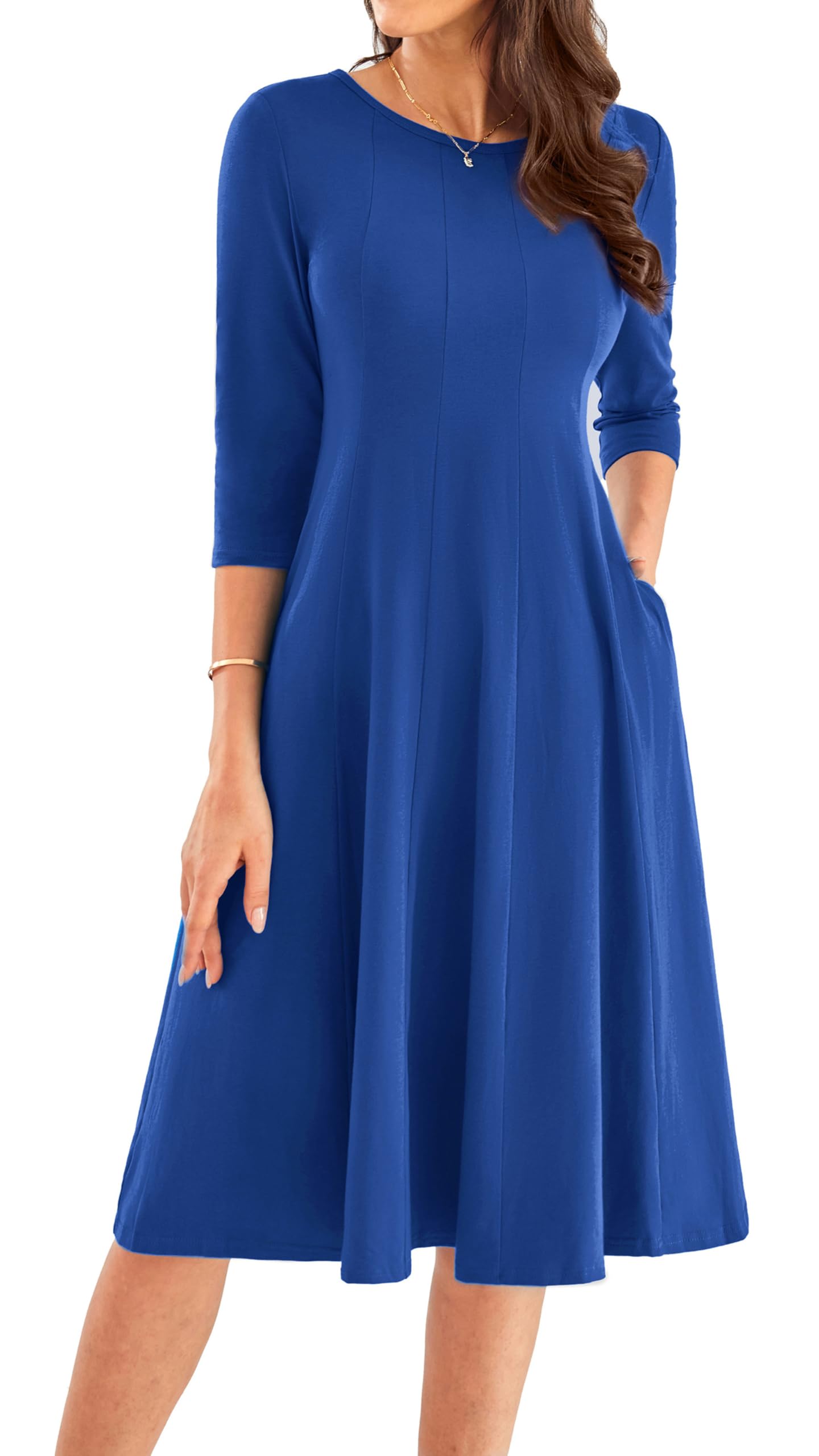 Foto 2 pulgar | Vestido Grace Karin De Otoño Para Mujer, Casual, Línea A, Midi, Azul Real - Venta Internacional.