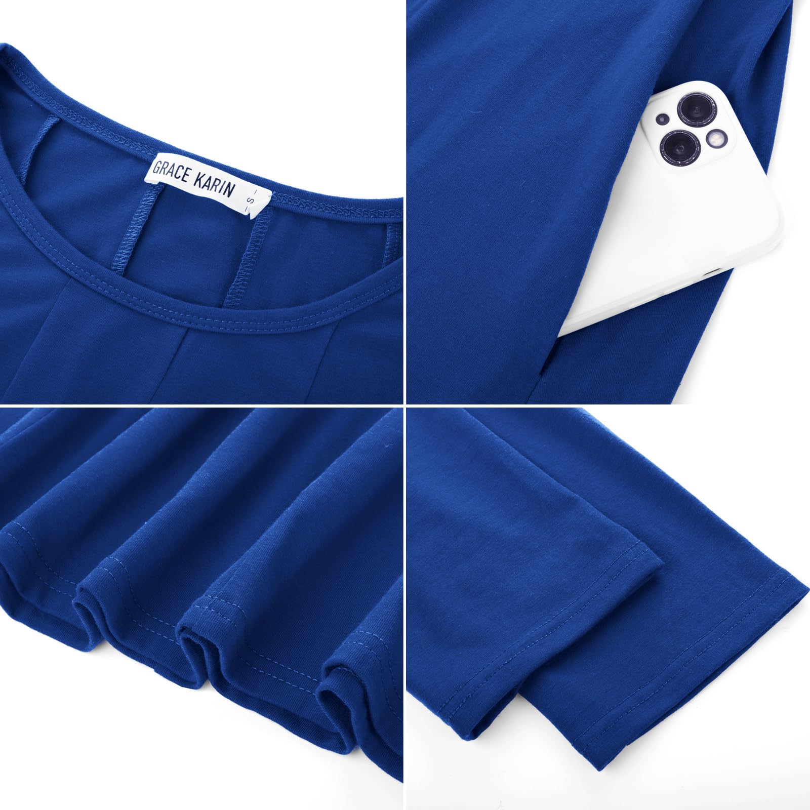 Foto 5 | Vestido Grace Karin De Otoño Para Mujer, Casual, Línea A, Midi, Azul Real - Venta Internacional.