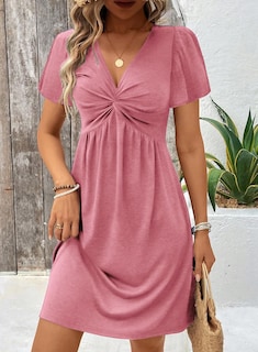 Foto 2 | Vestido Acelit Fashion Trendy 2025, Verano, Torcido En La Parte Delantera, Rosa - Venta Internacional.