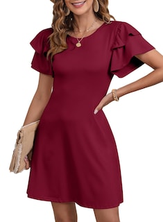 Foto 1 | Vestido Dokotoo Para Mujer, Primavera-verano 2025, Minivolantes, Rojo Mineral - Venta Internacional.