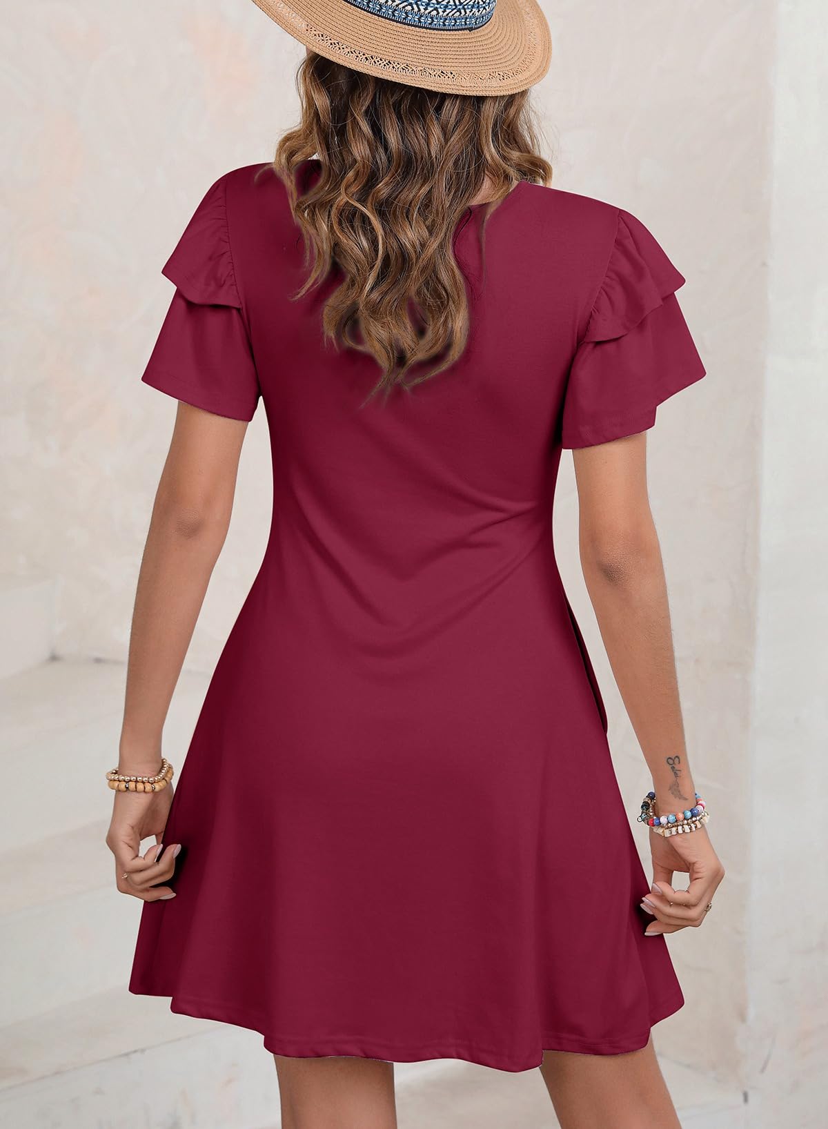 Foto 6 pulgar | Vestido Dokotoo Para Mujer, Primavera-verano 2025, Minivolantes, Rojo Mineral - Venta Internacional.