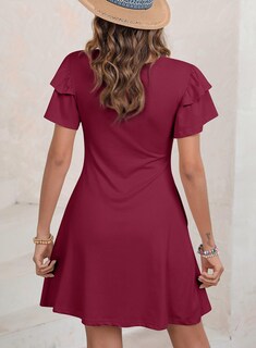 Foto 5 | Vestido Dokotoo Para Mujer, Primavera-verano 2025, Minivolantes, Rojo Mineral - Venta Internacional.