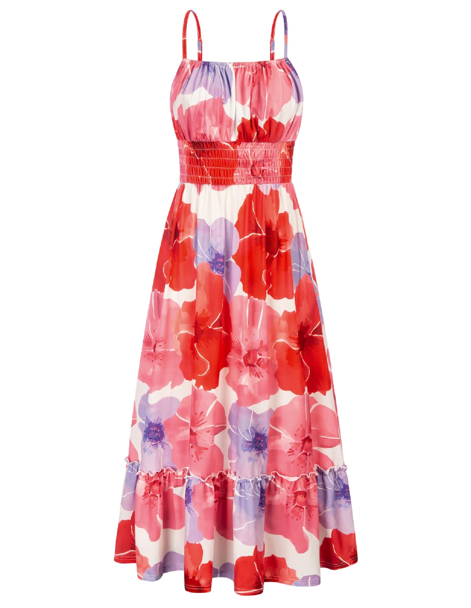 Foto 2 pulgar | Vestido Largo Grace Karin, Casual, Bohemio, Sin Mangas, Rojo Y Floral - Venta Internacional.