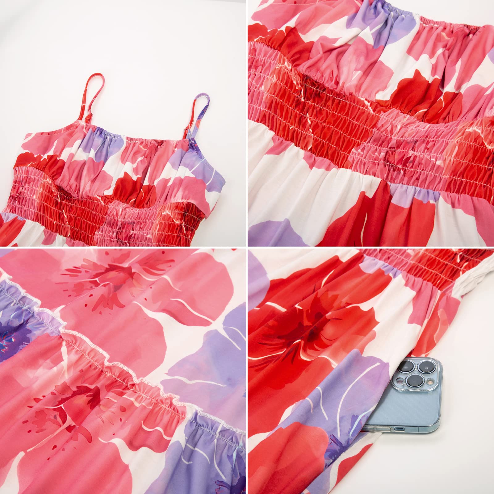 Foto 7 | Vestido Largo Grace Karin, Casual, Bohemio, Sin Mangas, Rojo Y Floral - Venta Internacional.