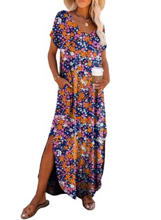 Foto 1 | Vestido Dokotoo Para Mujer Primavera-verano 2025 Con Estampado Floral Azul M - Venta Internacional.