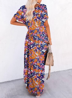 Foto 2 | Vestido Dokotoo Para Mujer Primavera-verano 2025 Con Estampado Floral Azul M - Venta Internacional.