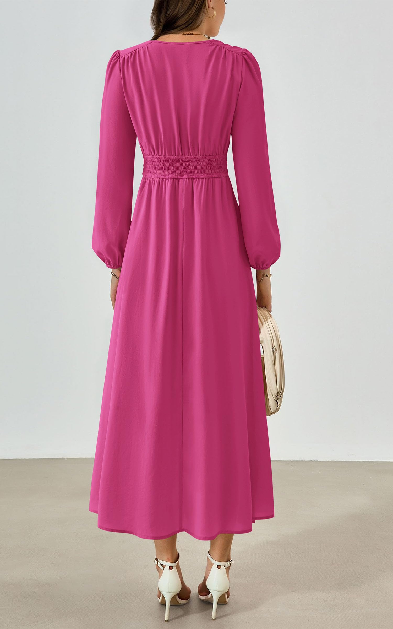 Foto 2 | Vestido Largo Prettygarden 2025 Primavera Manga Larga Con Cuello En V Para Mujer - Venta Internacional.