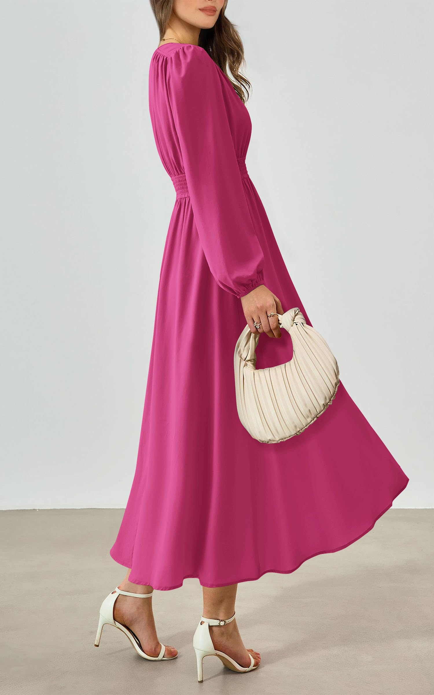 Foto 5 | Vestido Largo Prettygarden 2025 Primavera Manga Larga Con Cuello En V Para Mujer - Venta Internacional.