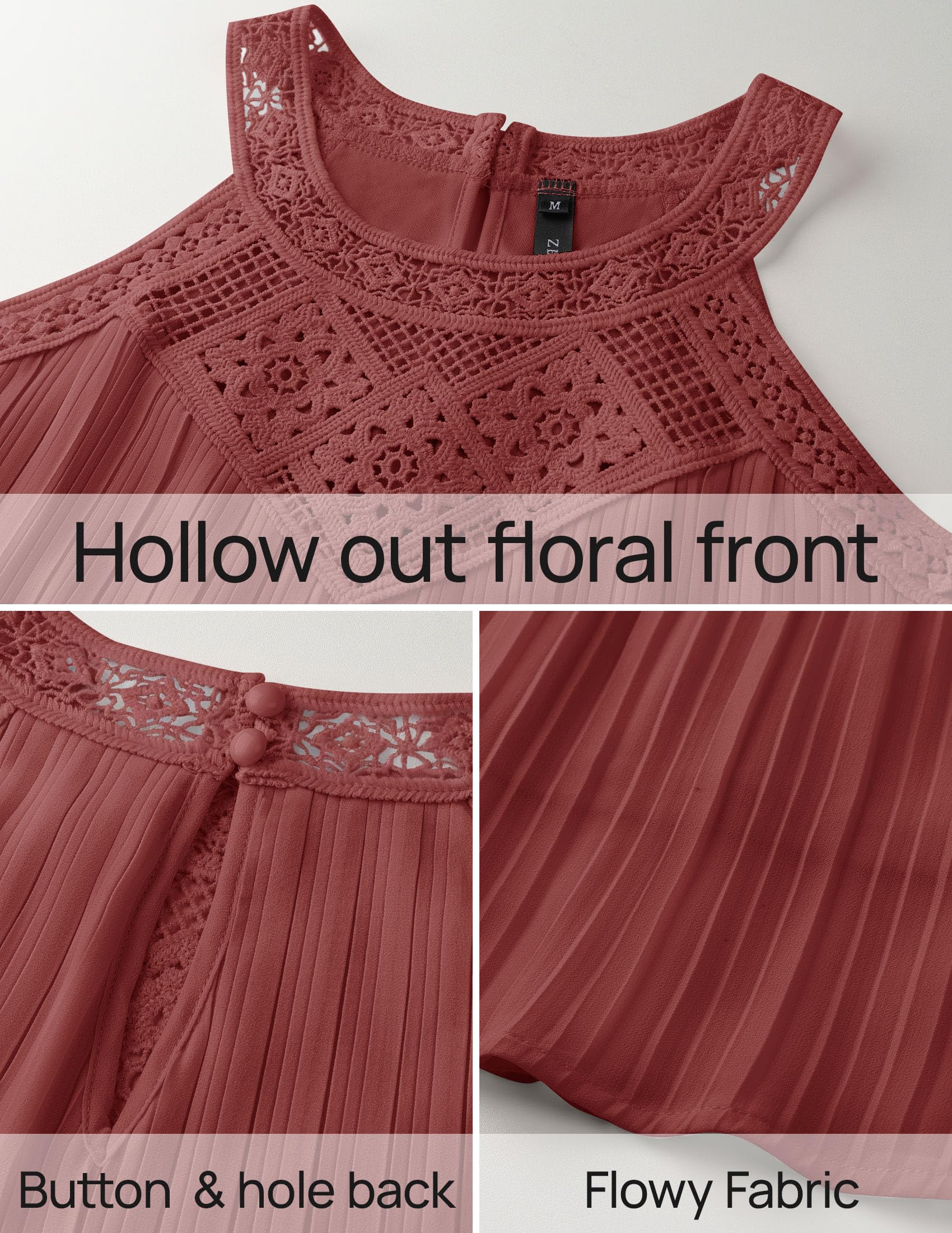 Foto 7 pulgar | Vestido Zesica 2025 Summer Halter Chiffon Mini Para Mujer, Color Oxidado - Venta Internacional.
