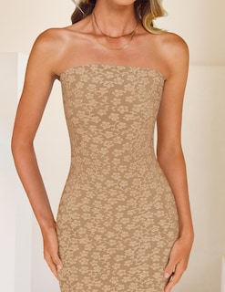 Foto 3 | Vestido Ajustado Sin Tirantes Zesica 2025, Bohemio, Floral, Sin Tirantes, Rosa Empolvado - Venta Internacional.