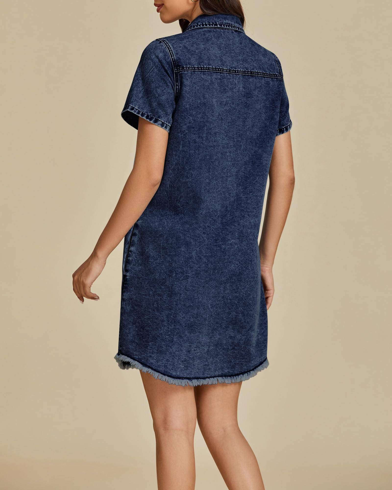 Foto 4 pulgar | Vestido Vaquero Luvamia Azul Oscuro Hasta La Rodilla Para Mujer, Talla Xl - Venta Internacional.