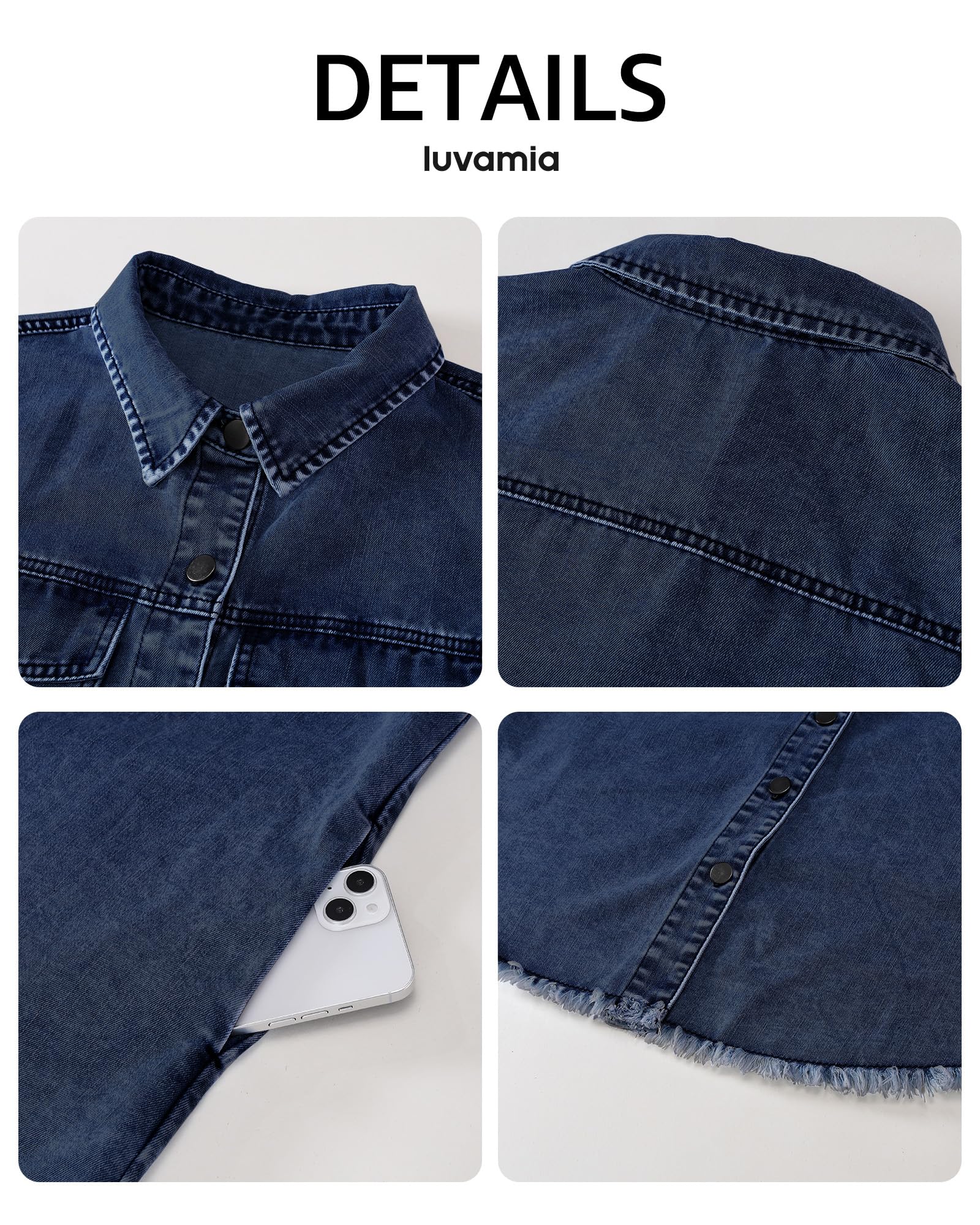 Foto 5 pulgar | Vestido Vaquero Luvamia Azul Oscuro Hasta La Rodilla Para Mujer, Talla Xl - Venta Internacional.