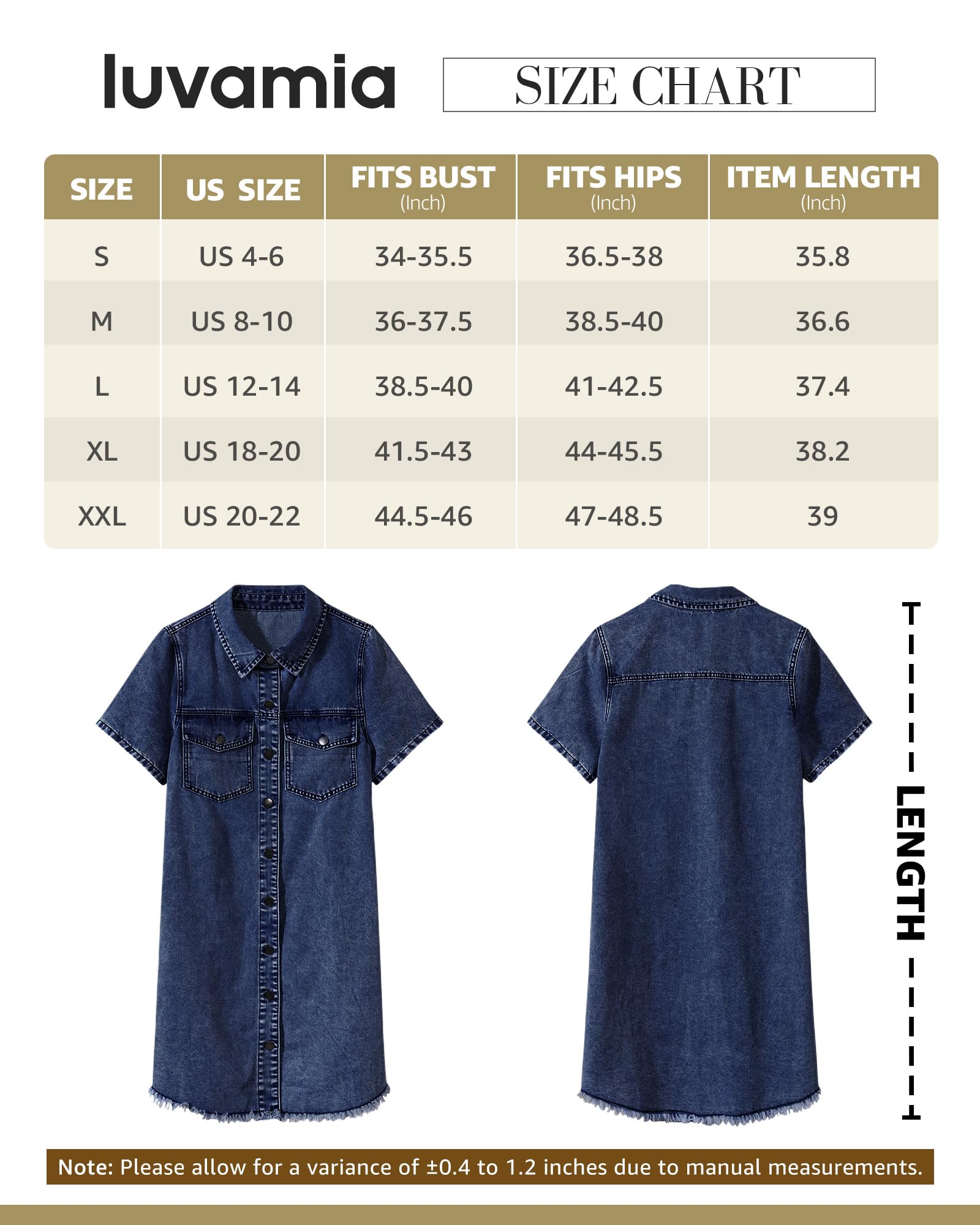 Foto 6 pulgar | Vestido Vaquero Luvamia Azul Oscuro Hasta La Rodilla Para Mujer, Talla Xl - Venta Internacional.