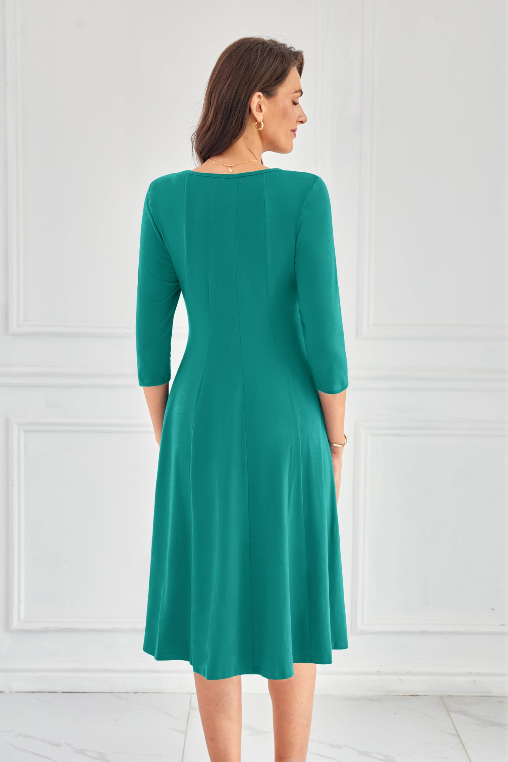 Foto 5 pulgar | Vestido Casual Grace Karin En Forma De A Swing S, Manga 3/4, Color Verde Lago - Venta Internacional.