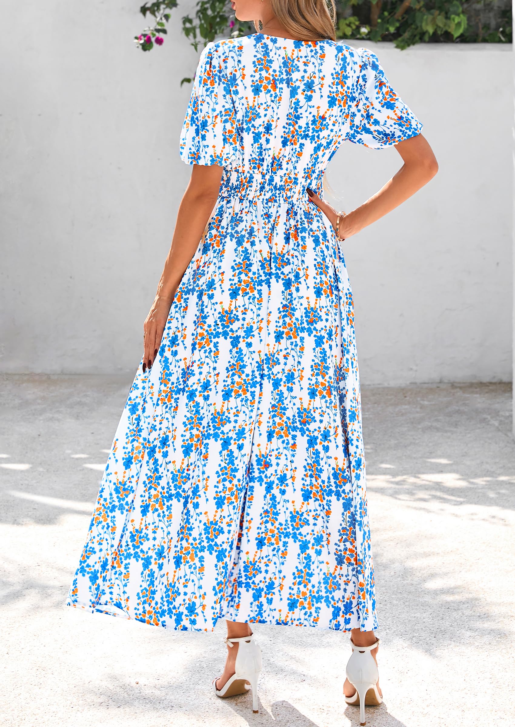 Foto 5 pulgar | Vestido Largo Prettygarden Para Mujer Con Estampado Floral De Verano Y Cuello En V - Venta Internacional.