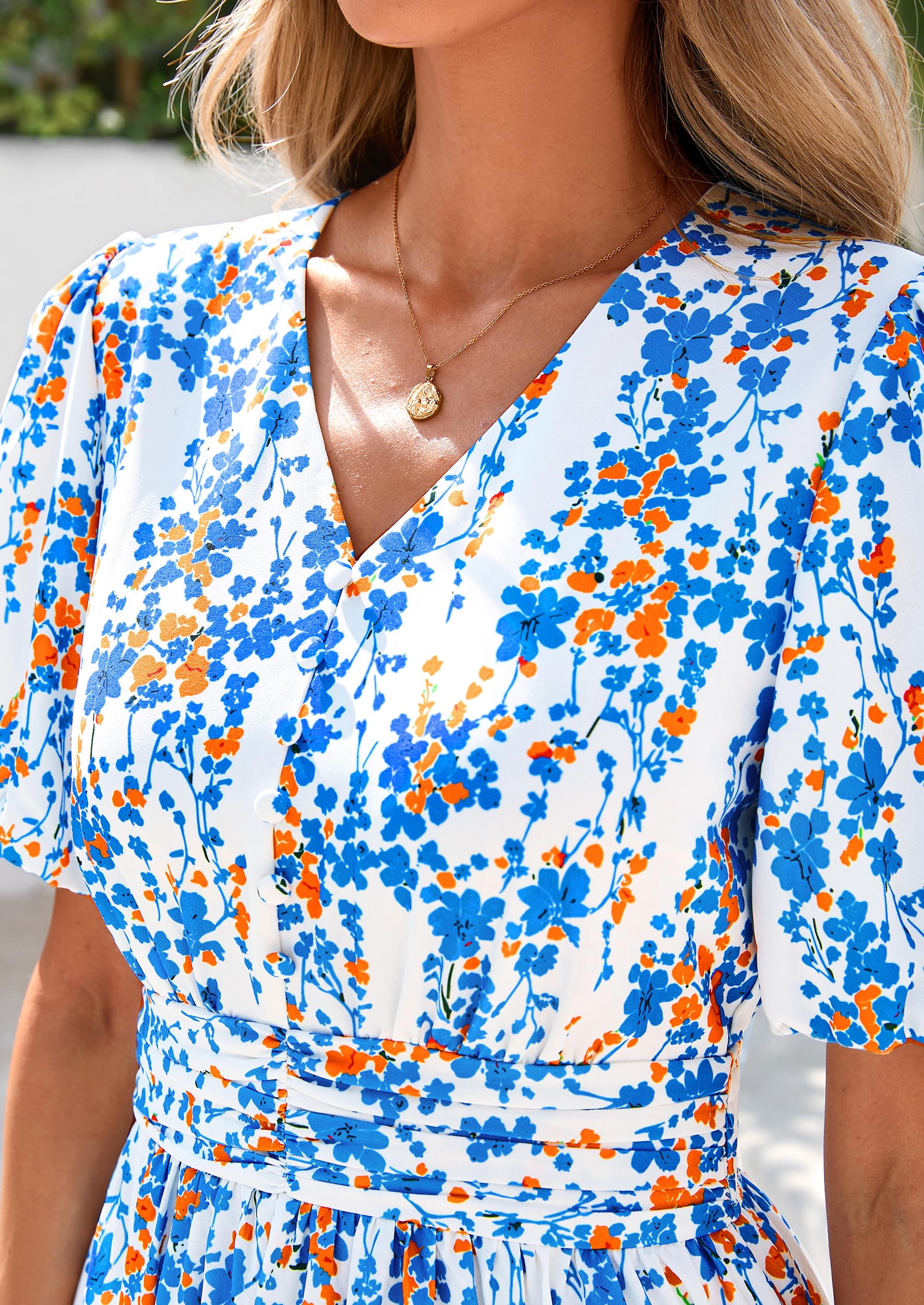 Foto 6 pulgar | Vestido Largo Prettygarden Para Mujer Con Estampado Floral De Verano Y Cuello En V - Venta Internacional.