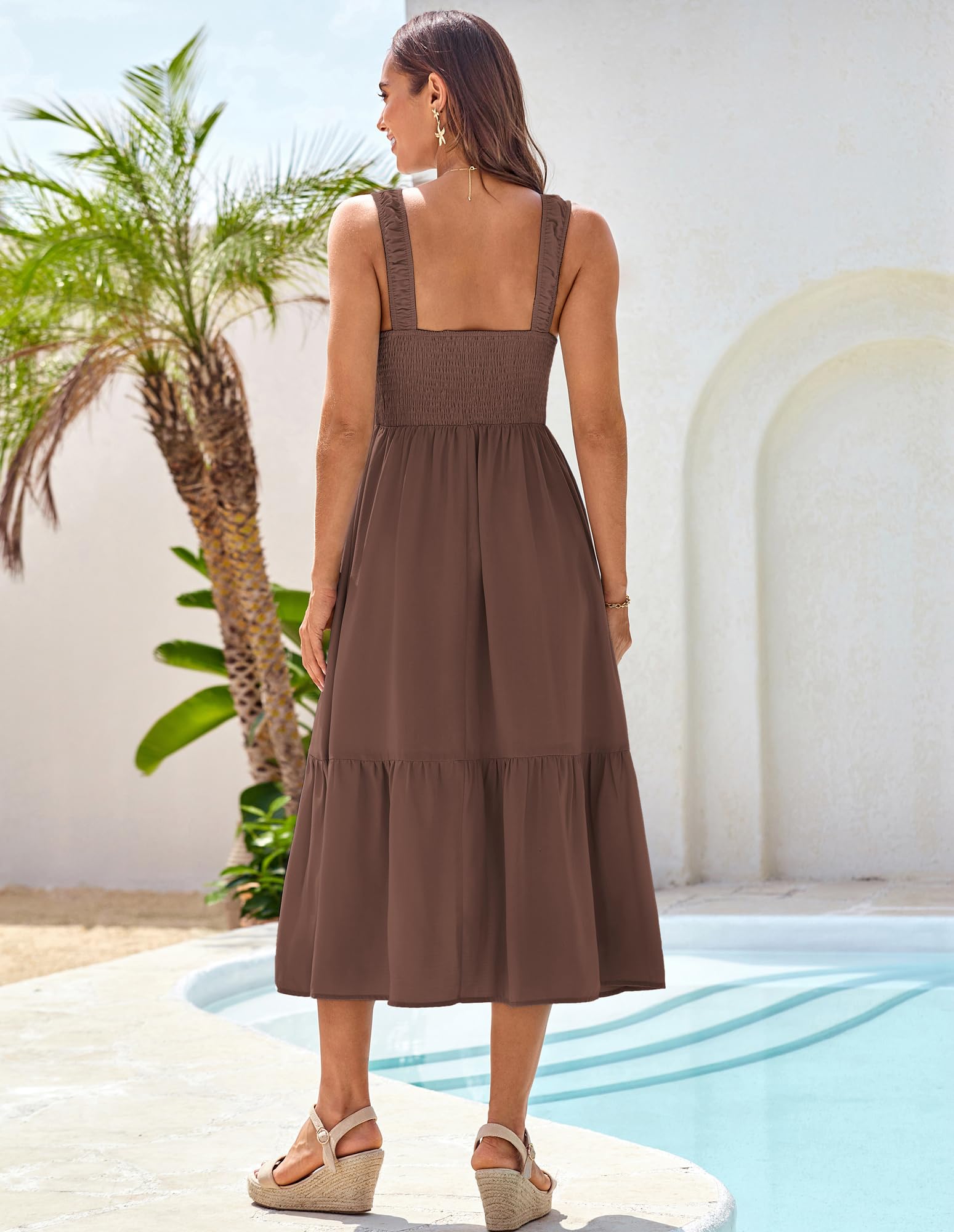 Foto 6 | Vestido Grace Karin Summer 2025 A Media Pierna Con Tirantes Finos, Marrón - Venta Internacional.