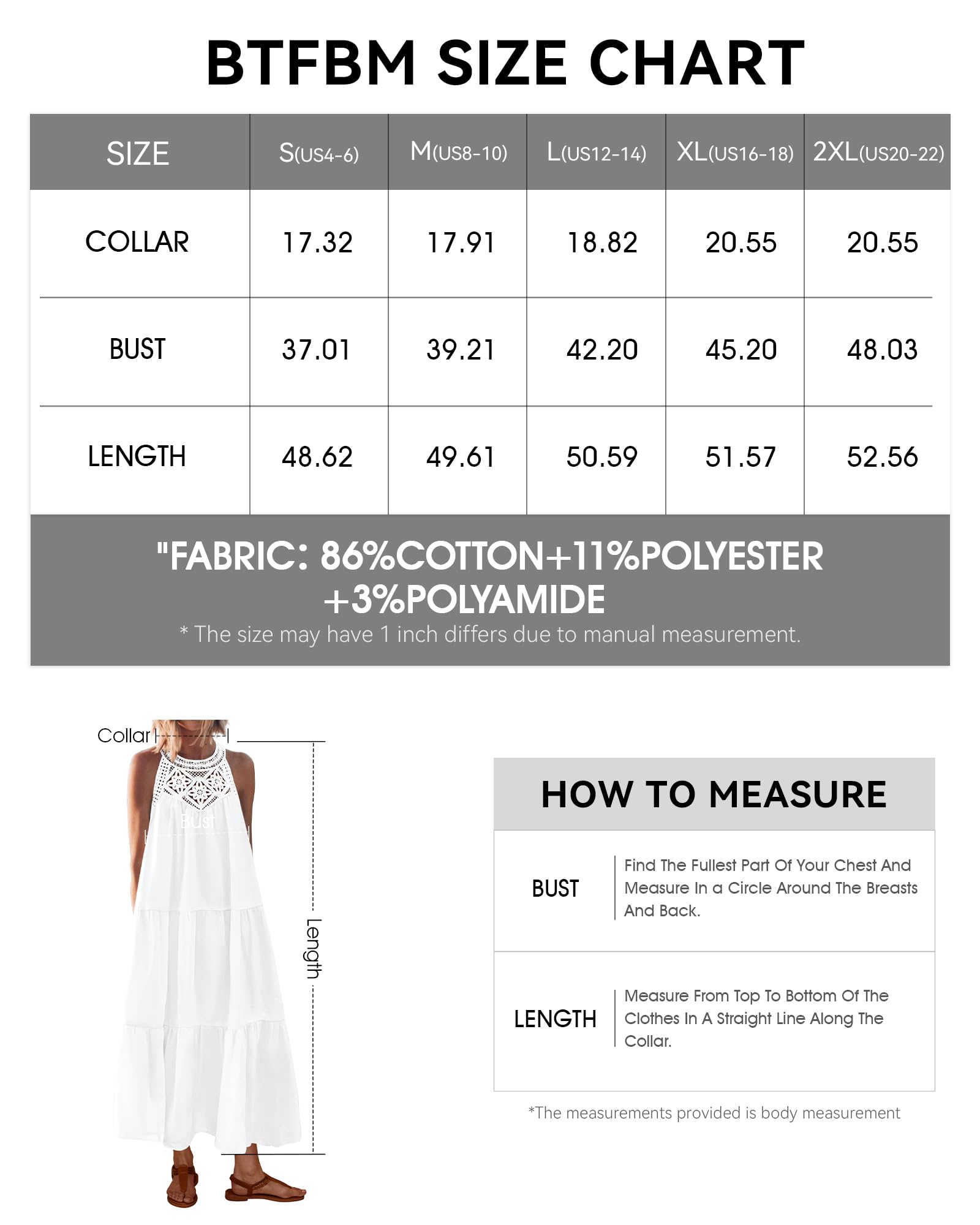 Foto 6 | Vestido Btfbm Summer Halter Para Mujer, Casual, Bohemio, Blanco - Venta Internacional.