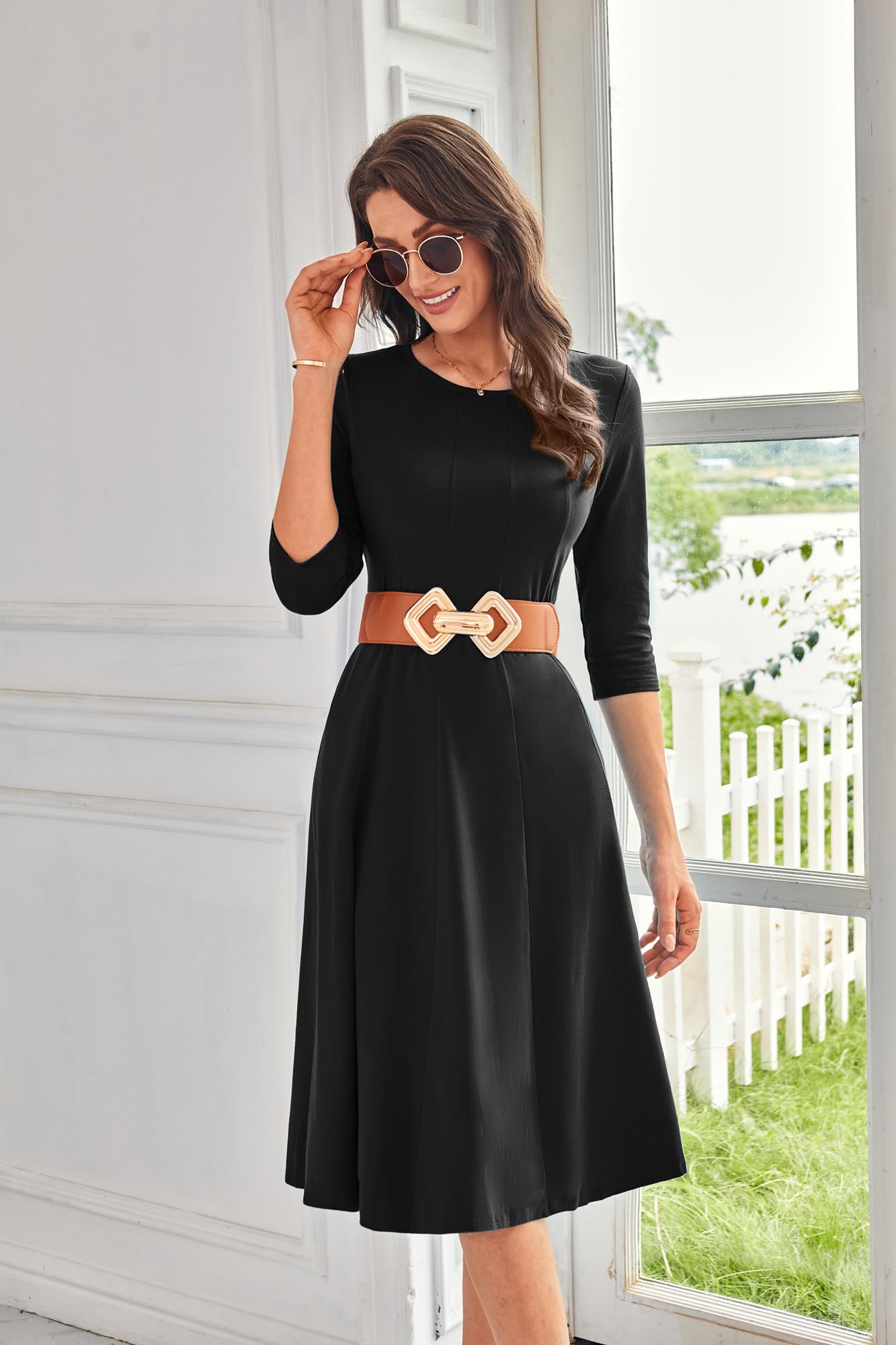 Foto 4 pulgar | Vestido Grace Karin, Negro, Manga 3/4, Casual, Holgado, A Media Pierna - Venta Internacional.