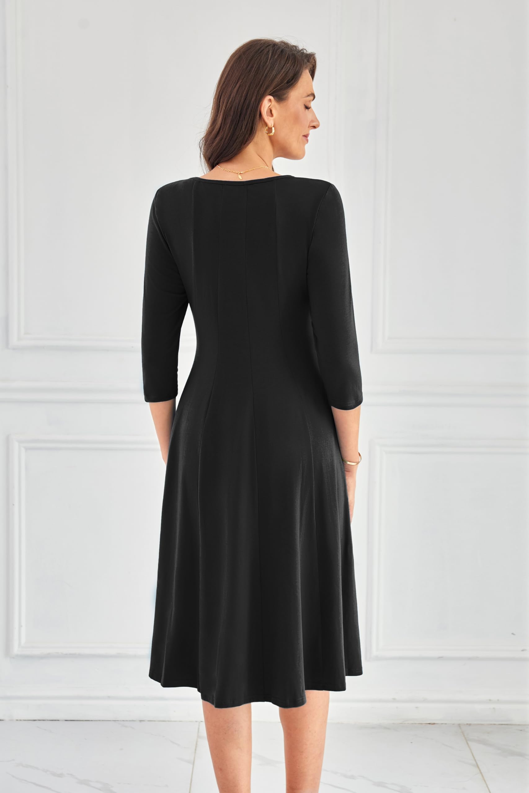 Foto 4 | Vestido Grace Karin, Negro, Manga 3/4, Casual, Holgado, A Media Pierna - Venta Internacional.
