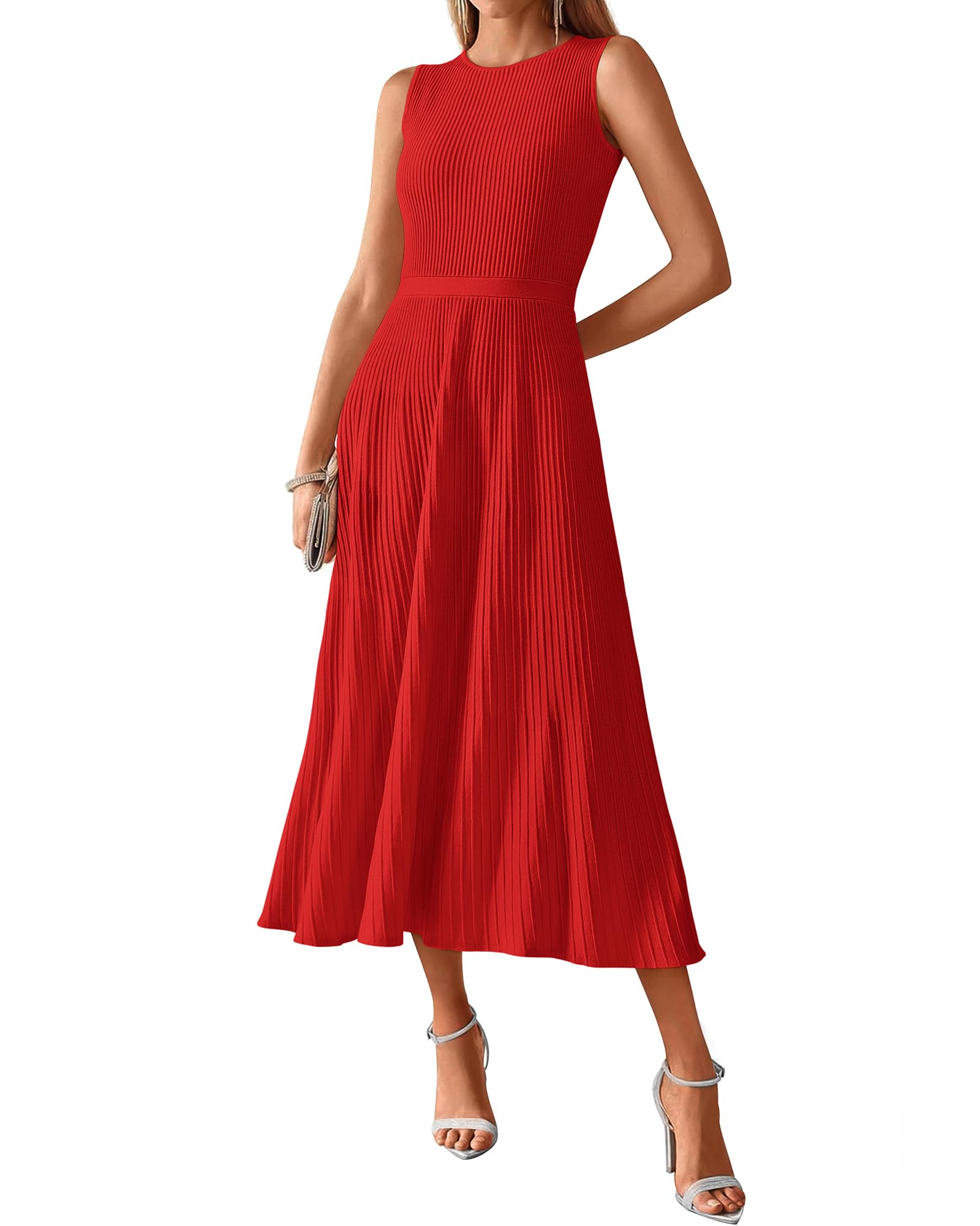 Foto 1 | Vestido Sin Mangas Midi Bodycon Btfbm De Punto Acanalado De Verano Sin Mangas - Venta Internacional.