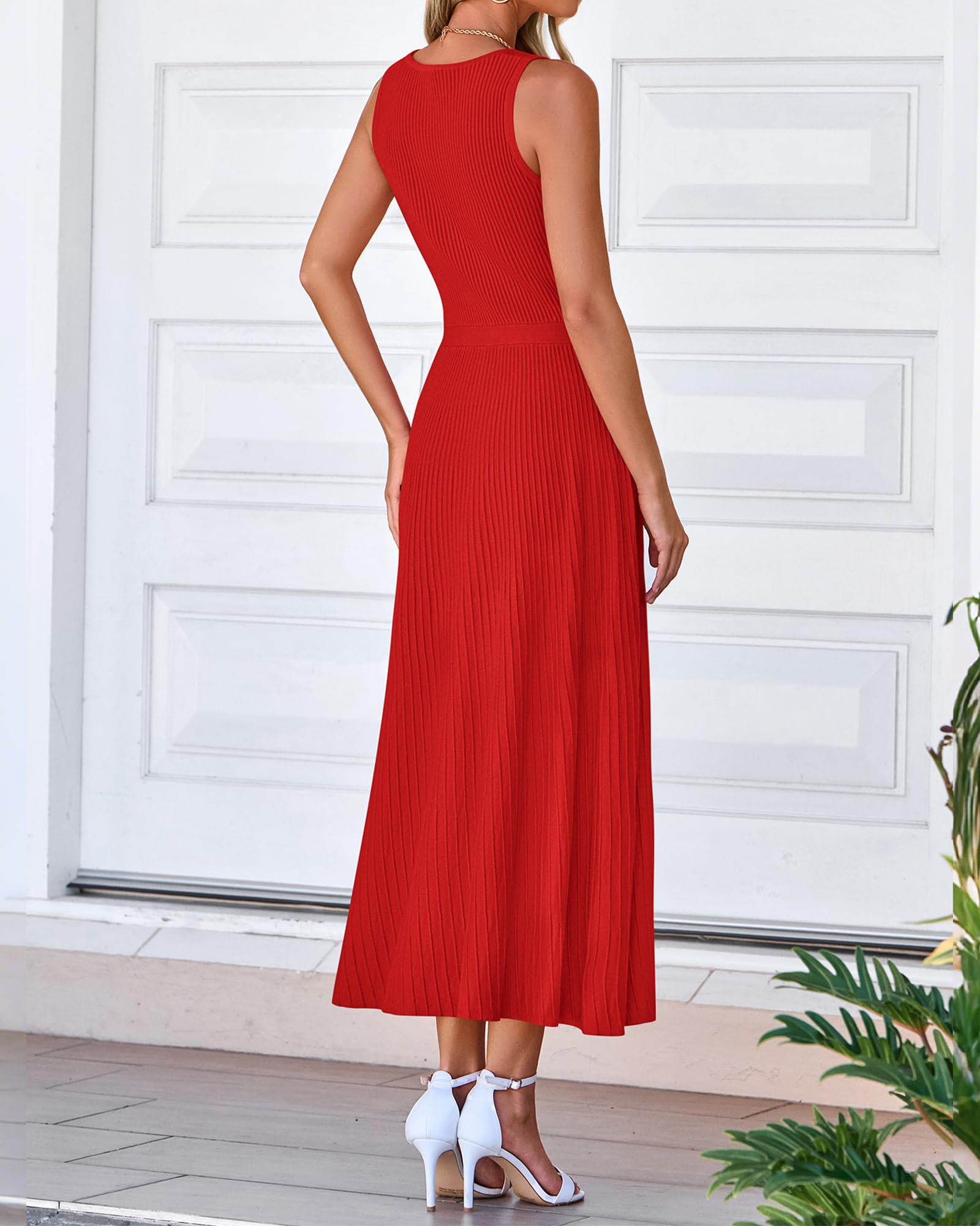 Foto 4 pulgar | Vestido Sin Mangas Midi Bodycon Btfbm De Punto Acanalado De Verano Sin Mangas - Venta Internacional.