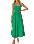 Vestido Zesica Summer Halter Midi Green Sin Mangas Para Mujer - Venta Internacional.